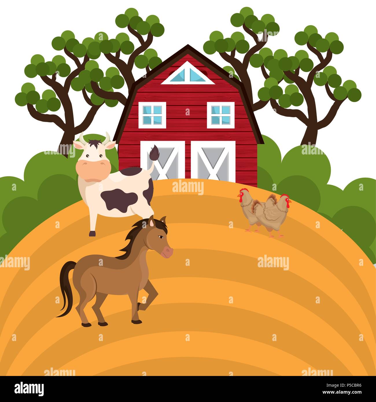 animals in the farm scene Stock Vector Image & Art - Alamy