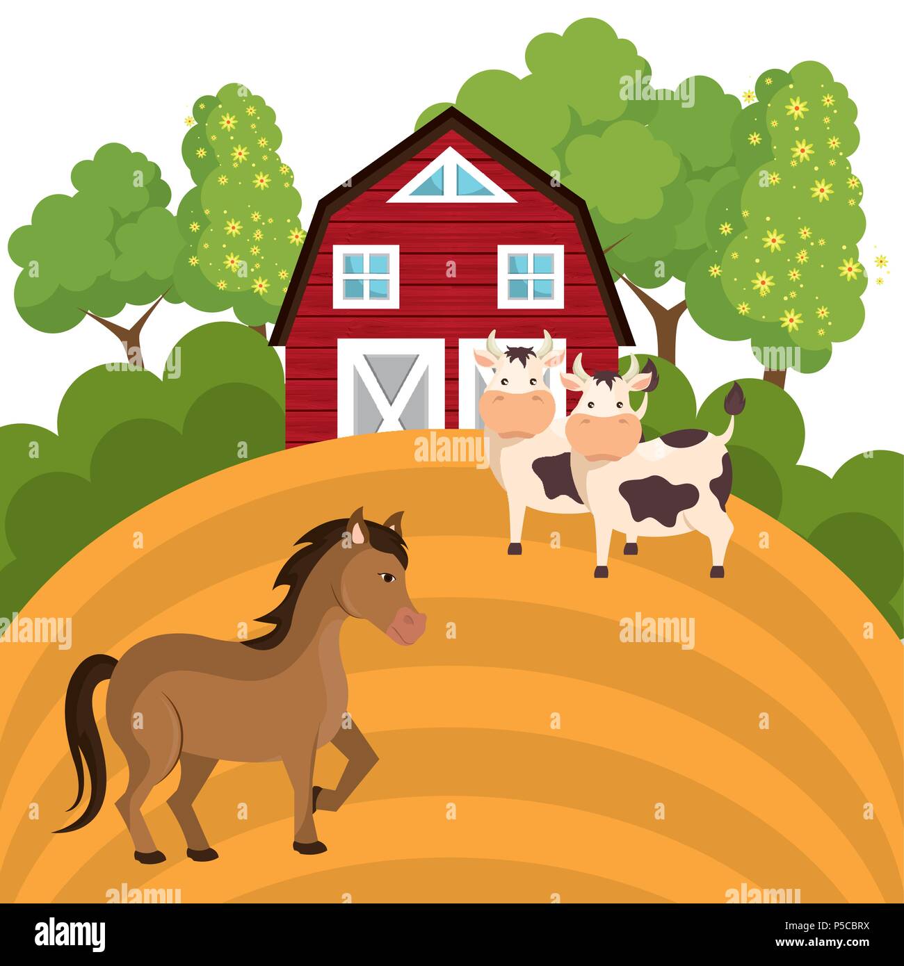 animals in the farm scene Stock Vector Image & Art - Alamy
