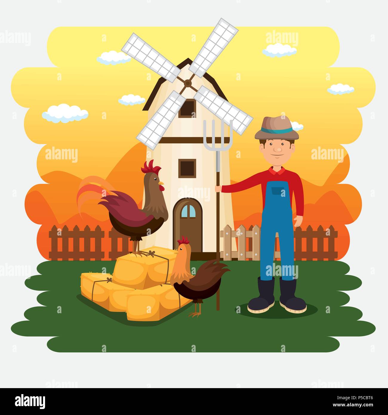 farmer in the farm scene Stock Vector Image & Art - Alamy