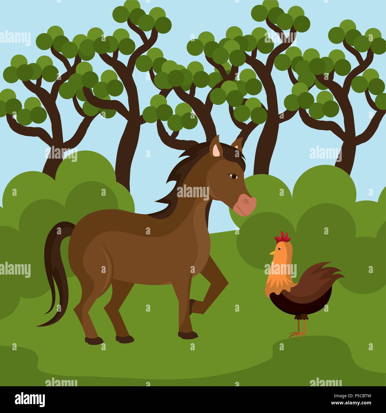 animals in the farm scene Stock Vector Image & Art - Alamy