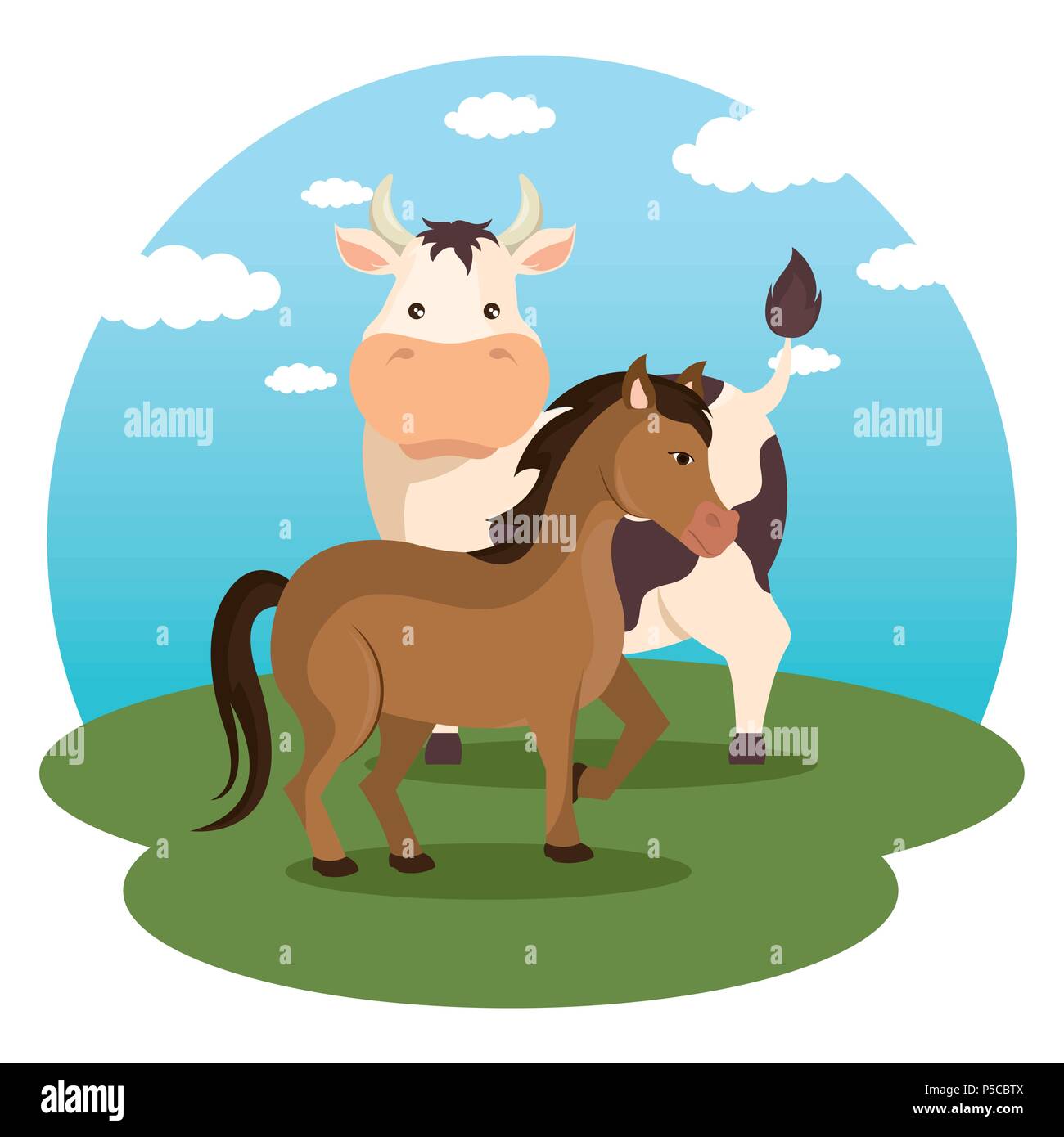 animals in the farm scene Stock Vector Image & Art - Alamy