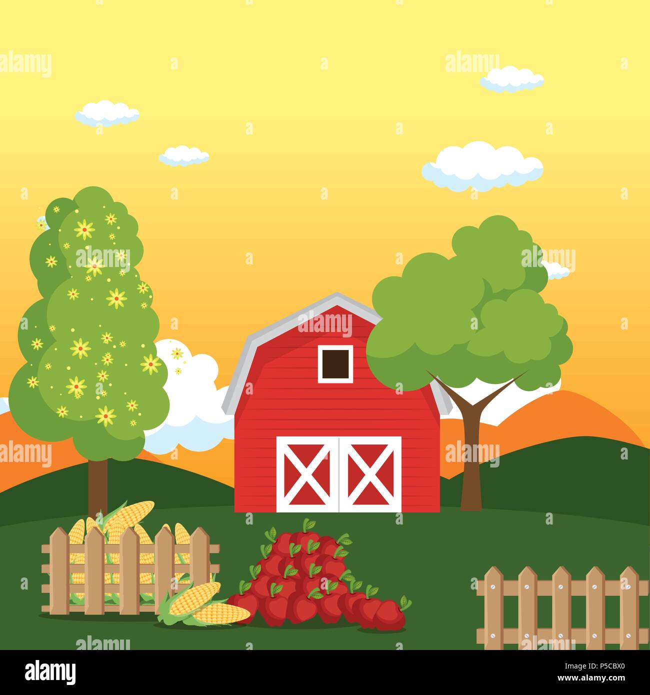 farmhouse in the farm scene Stock Vector Image & Art - Alamy