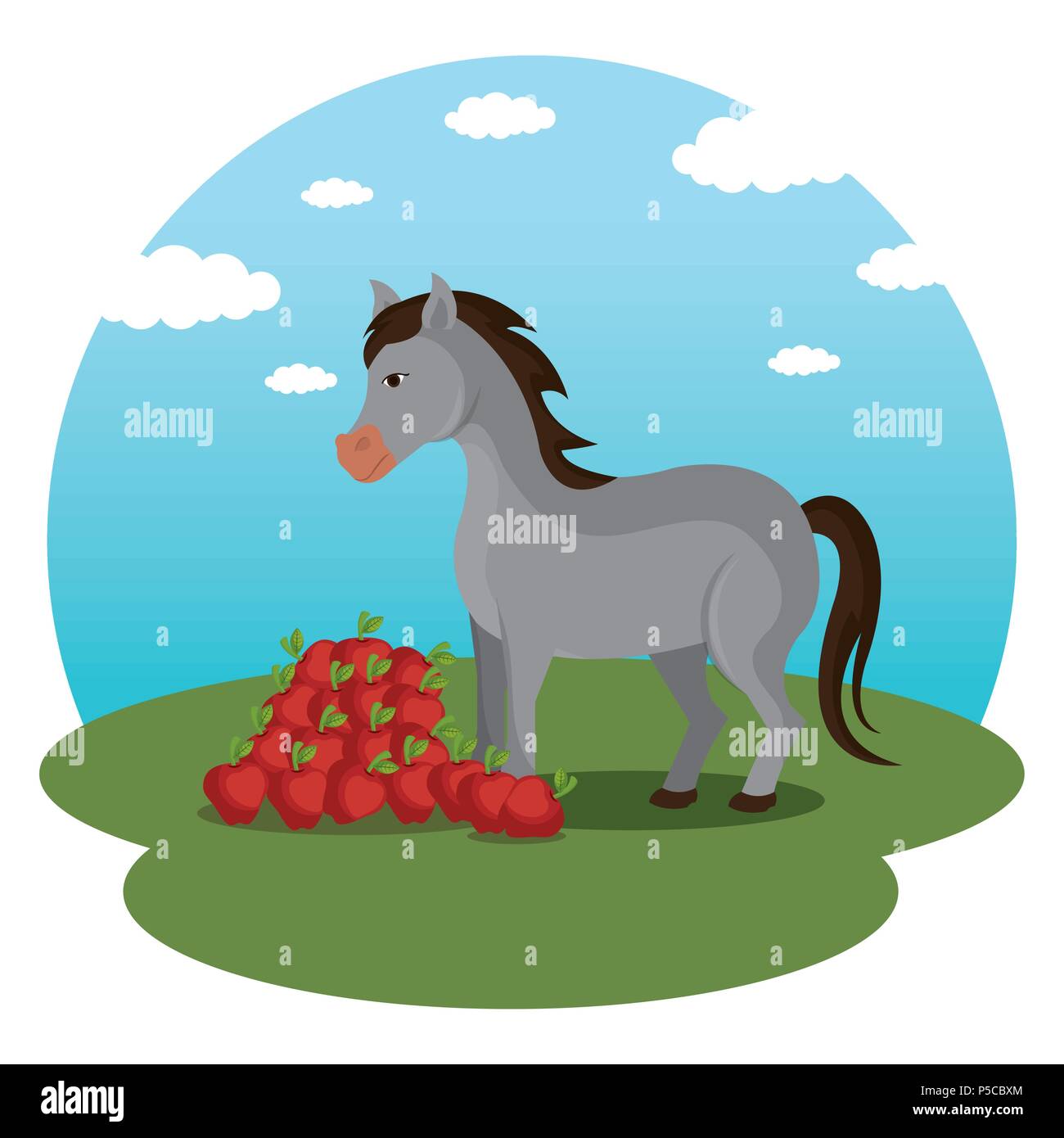 horses in the farm scene Stock Vector Image & Art - Alamy