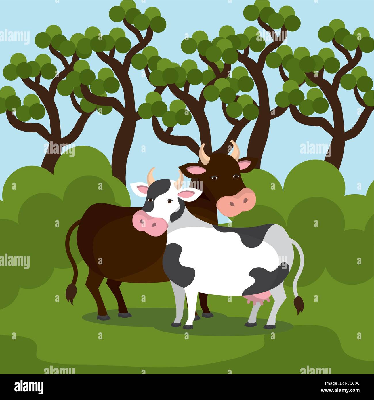 animals in the farm scene Stock Vector Image & Art - Alamy