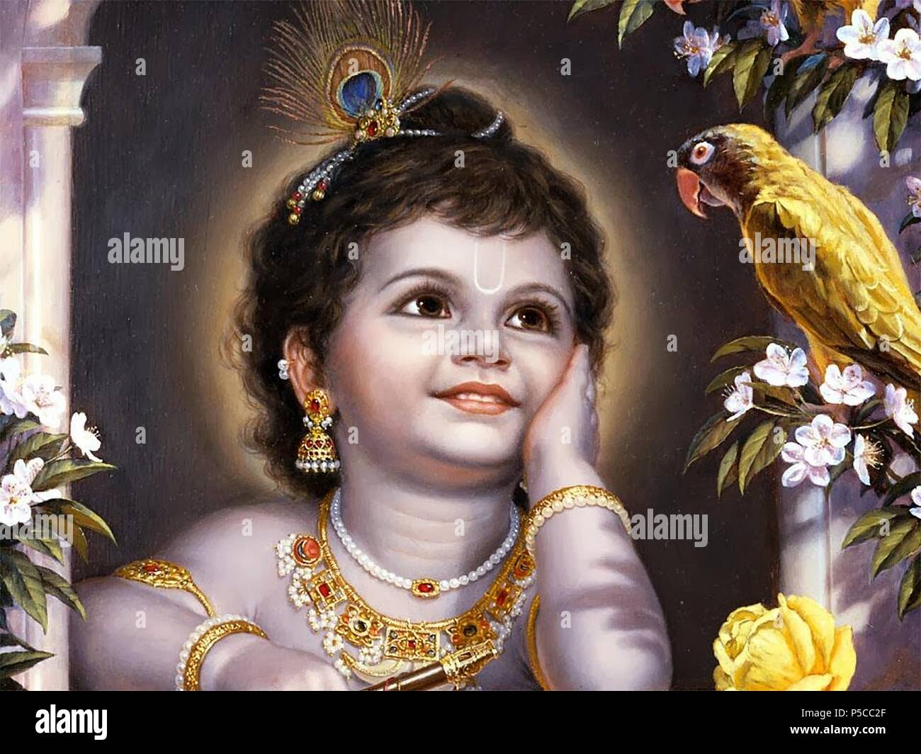 Indian God Krishna as a child playful colourful illustration Stock ...