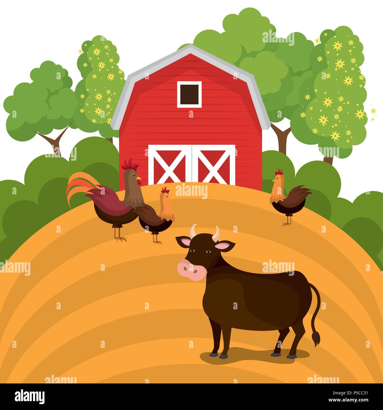 animals in the farm scene Stock Vector Image & Art - Alamy