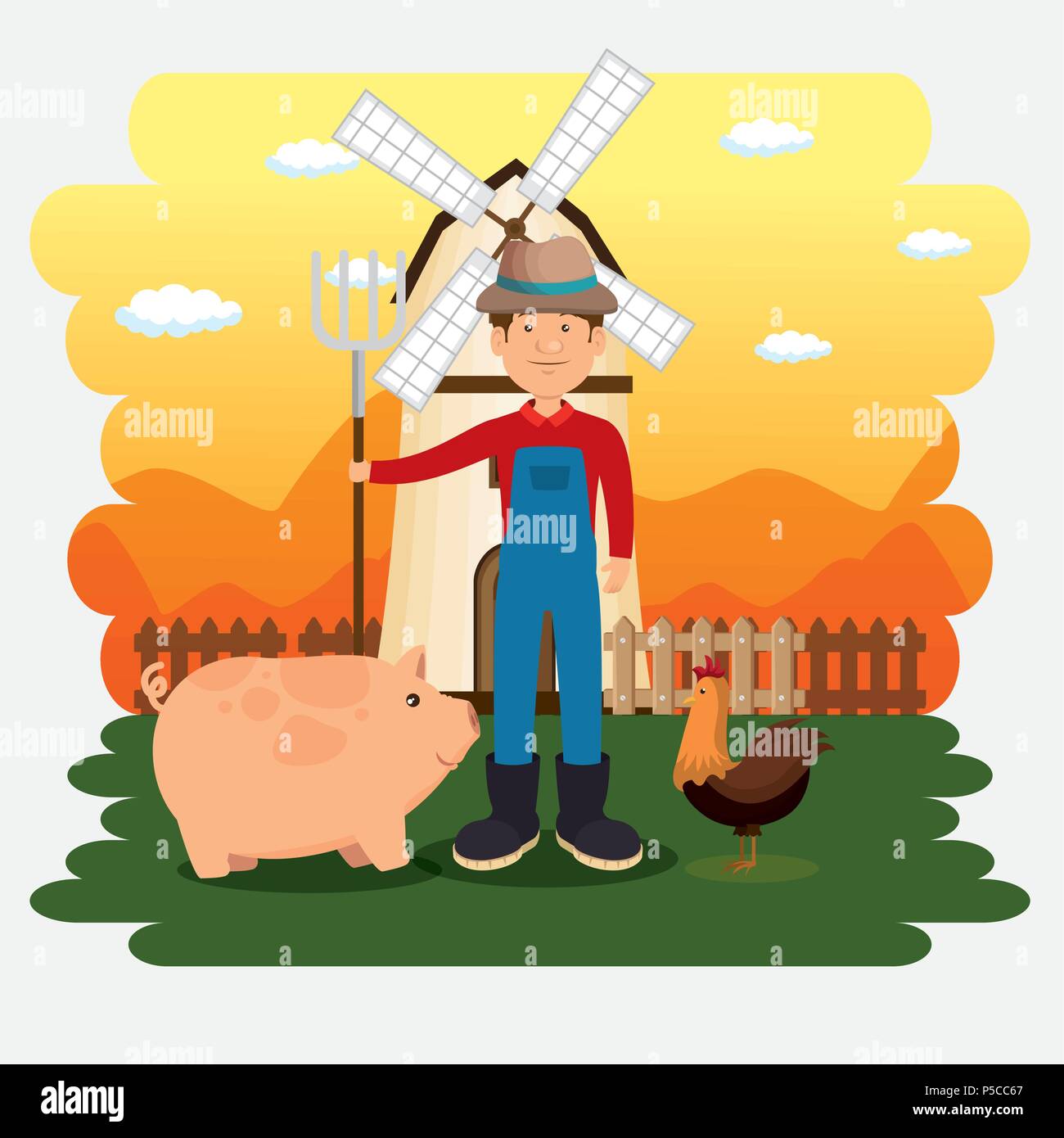 farmer in the farm scene Stock Vector Image & Art - Alamy