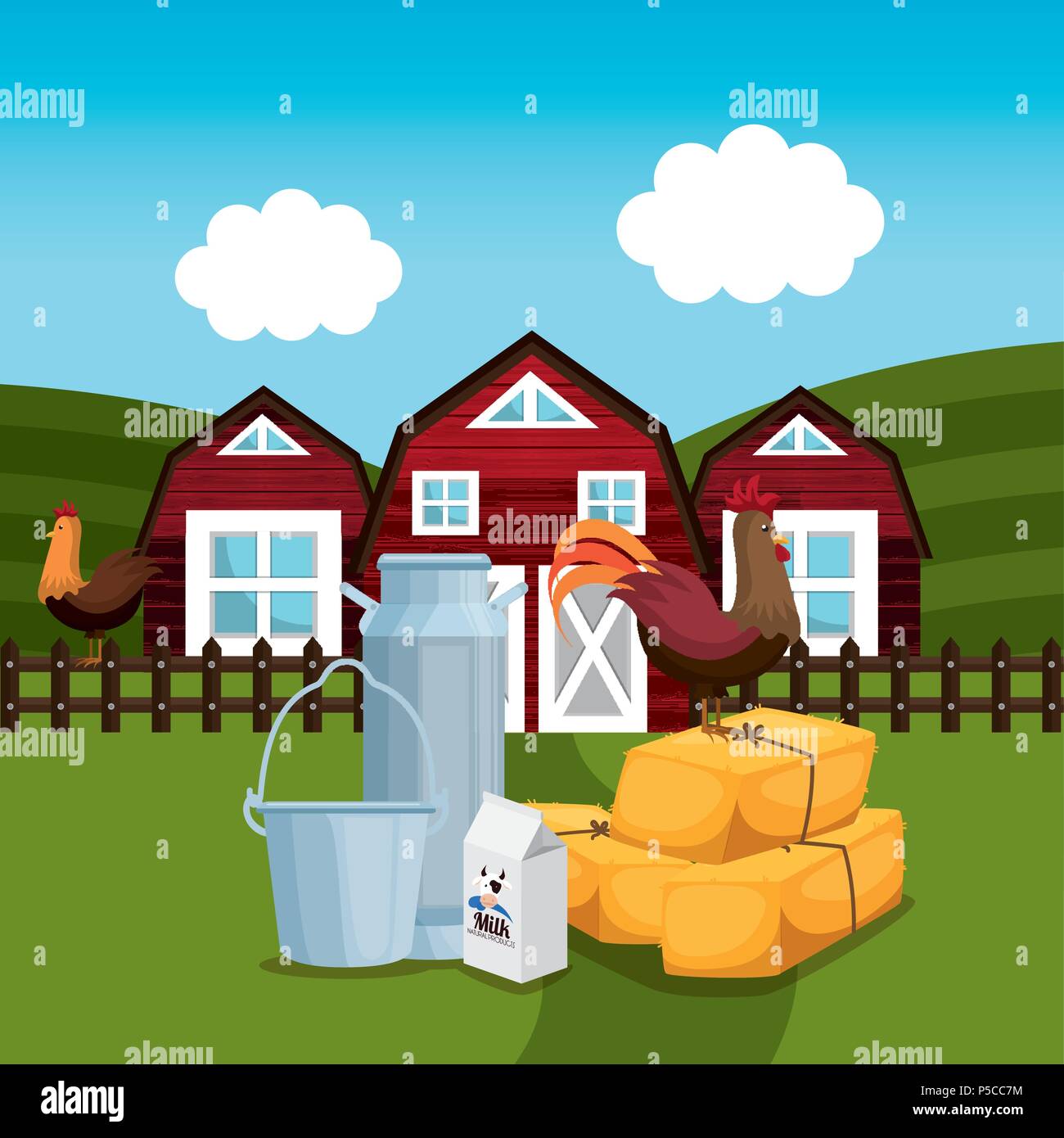 farmhouse in the farm scene Stock Vector Image & Art - Alamy