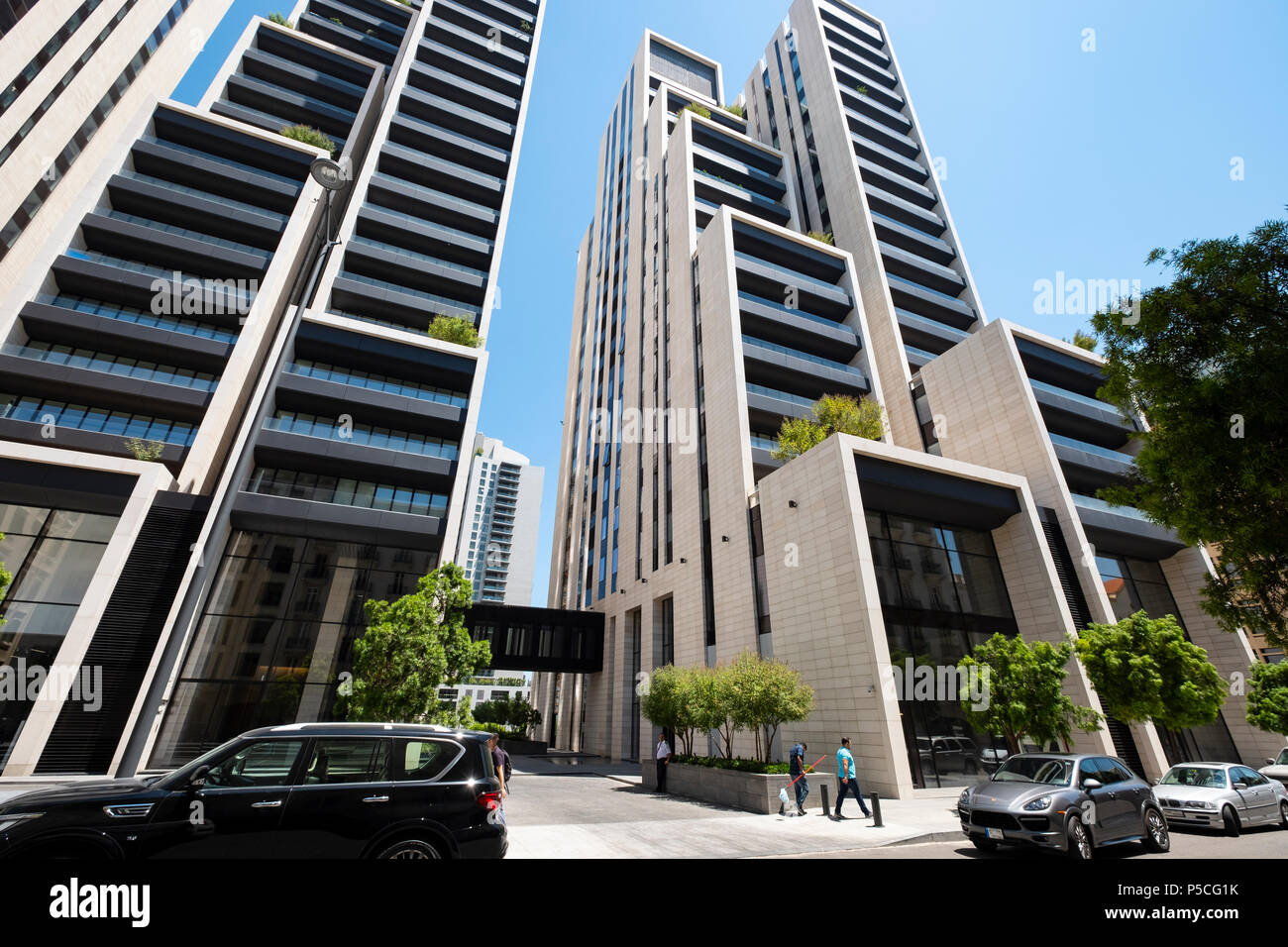 Modern high rise luxury apartment buildings , Beirut 1, 2, 3 in central Beirut , Lebanon Stock