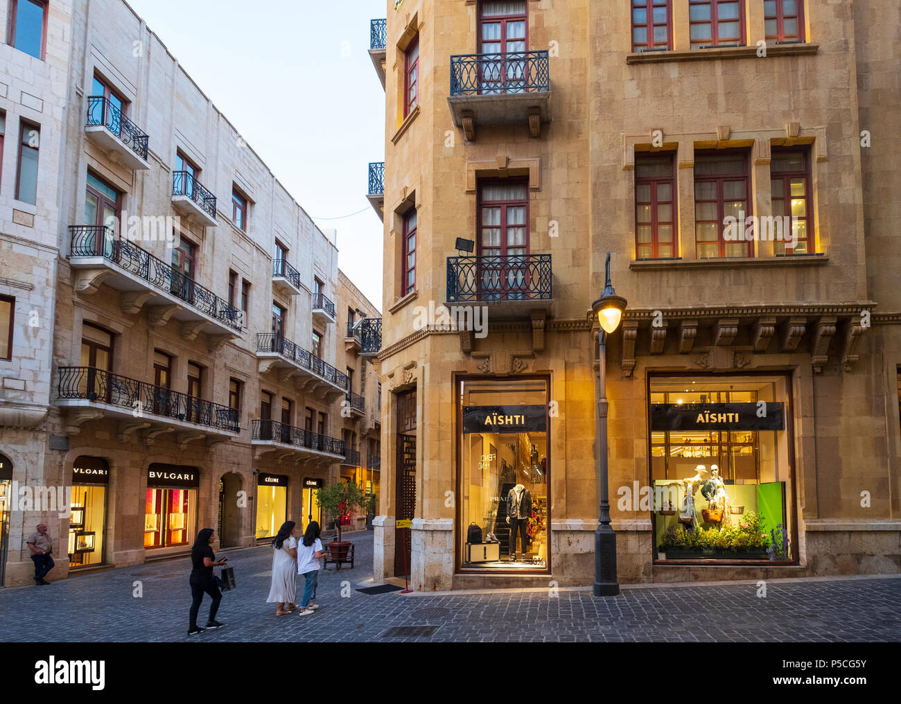 Fashion boutiques on street in restored Downtown district Beirut
