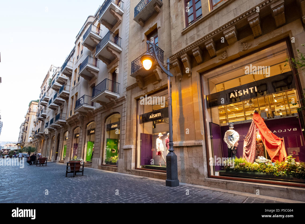 Fashion boutiques on street in restored Downtown district Beirut, Lebanon Stock Photo Alamy
