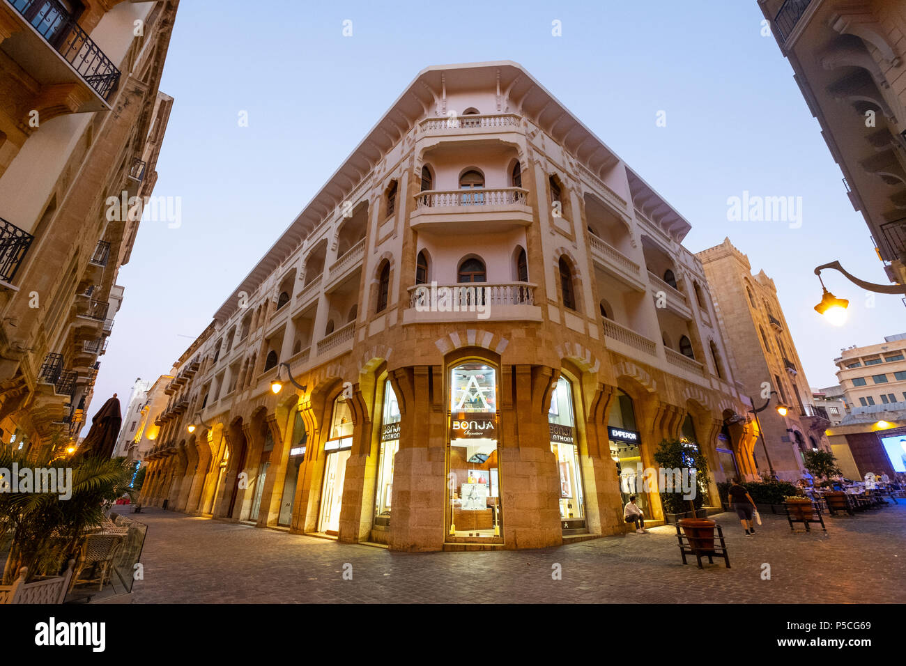 Fashion boutiques on street in restored Downtown district Beirut