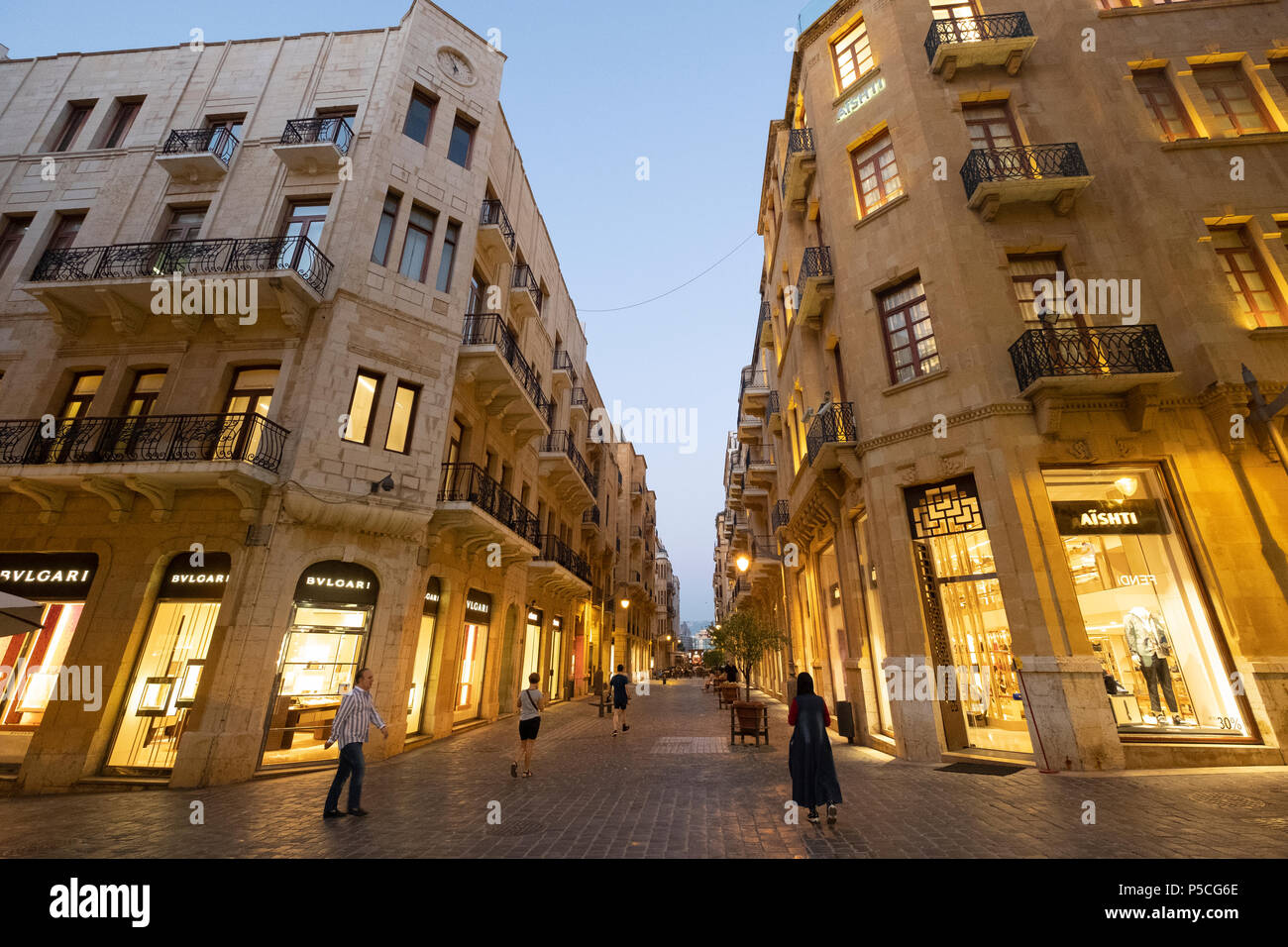 Fashion boutiques on street in restored Downtown district Beirut