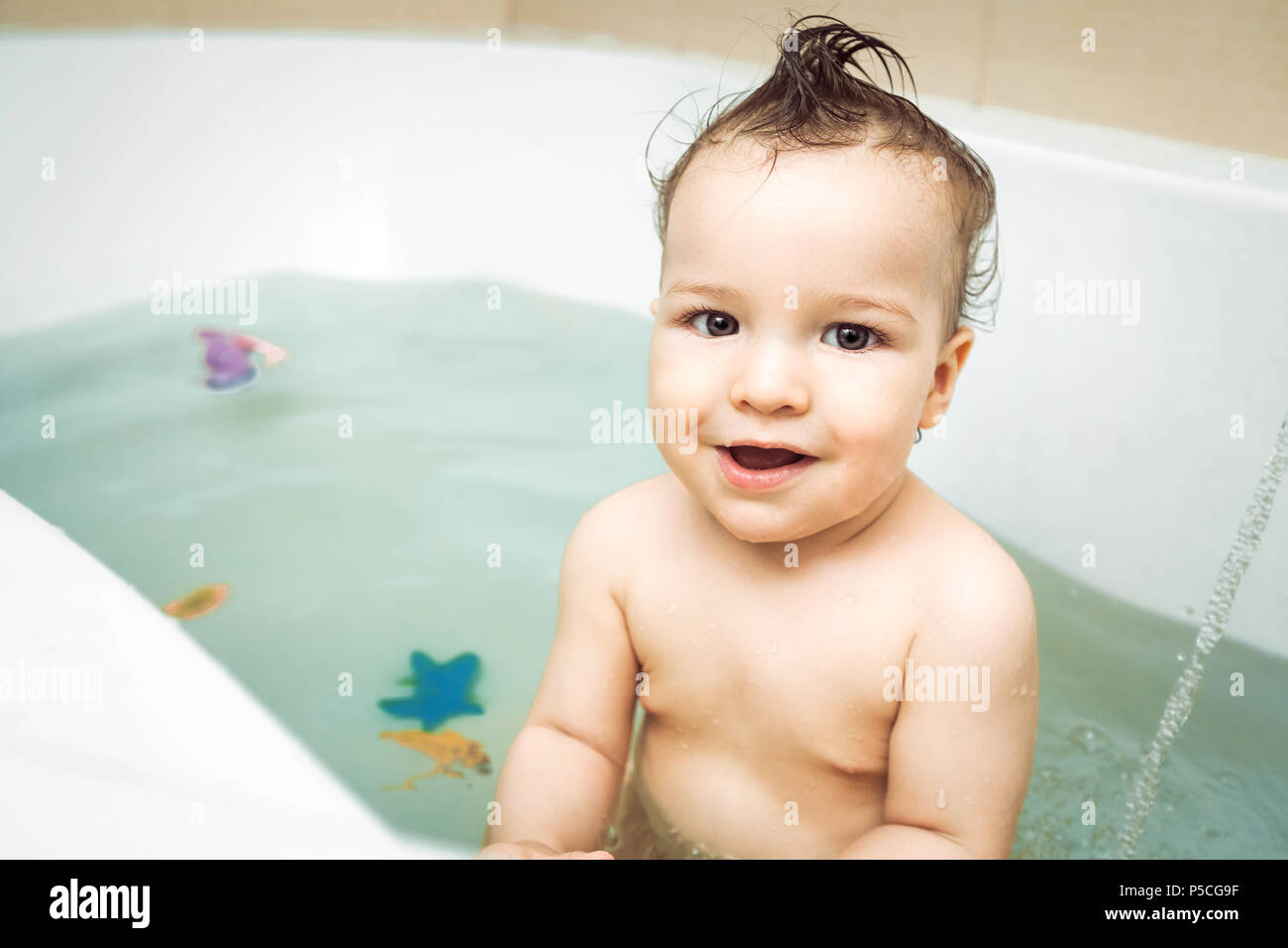 cute child taking bath Stock Photo Alamy