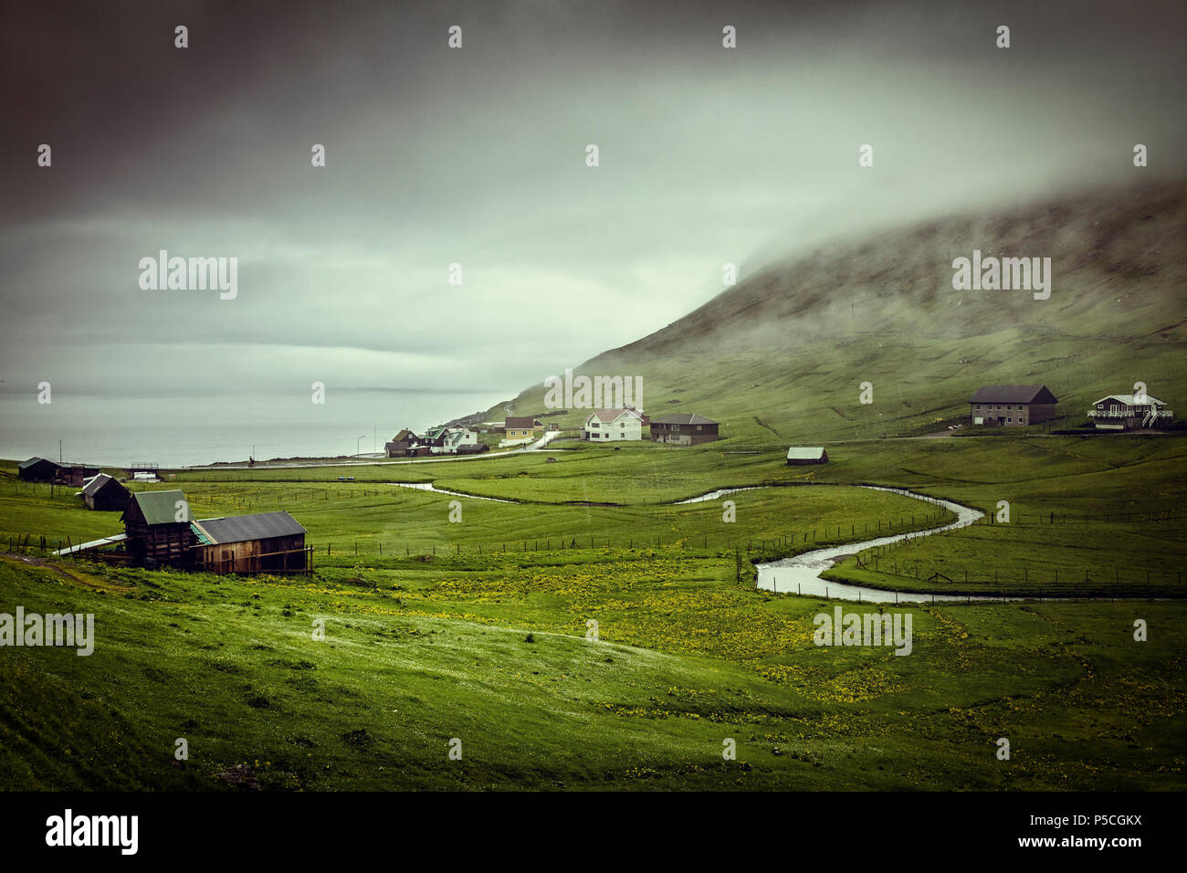 rainy day in faroe islands Stock Photo - Alamy