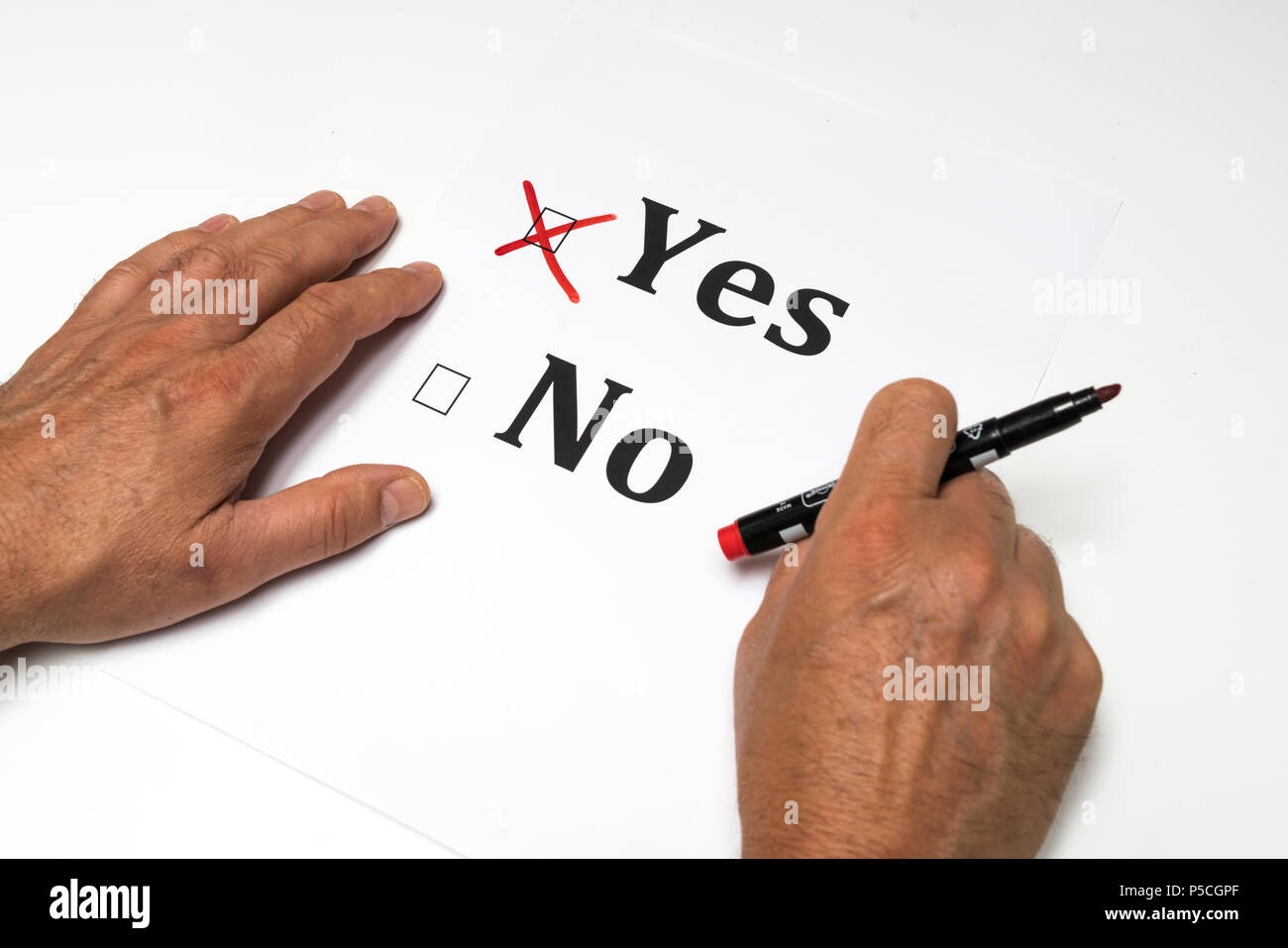Yes or No: the moment of choice Stock Photo