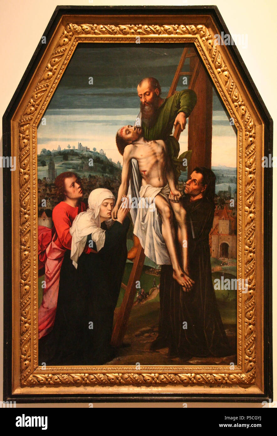 The Descent from the Cross  1528. N/A 93 Ambrosius Benson - La Descente de Croix Stock Photo