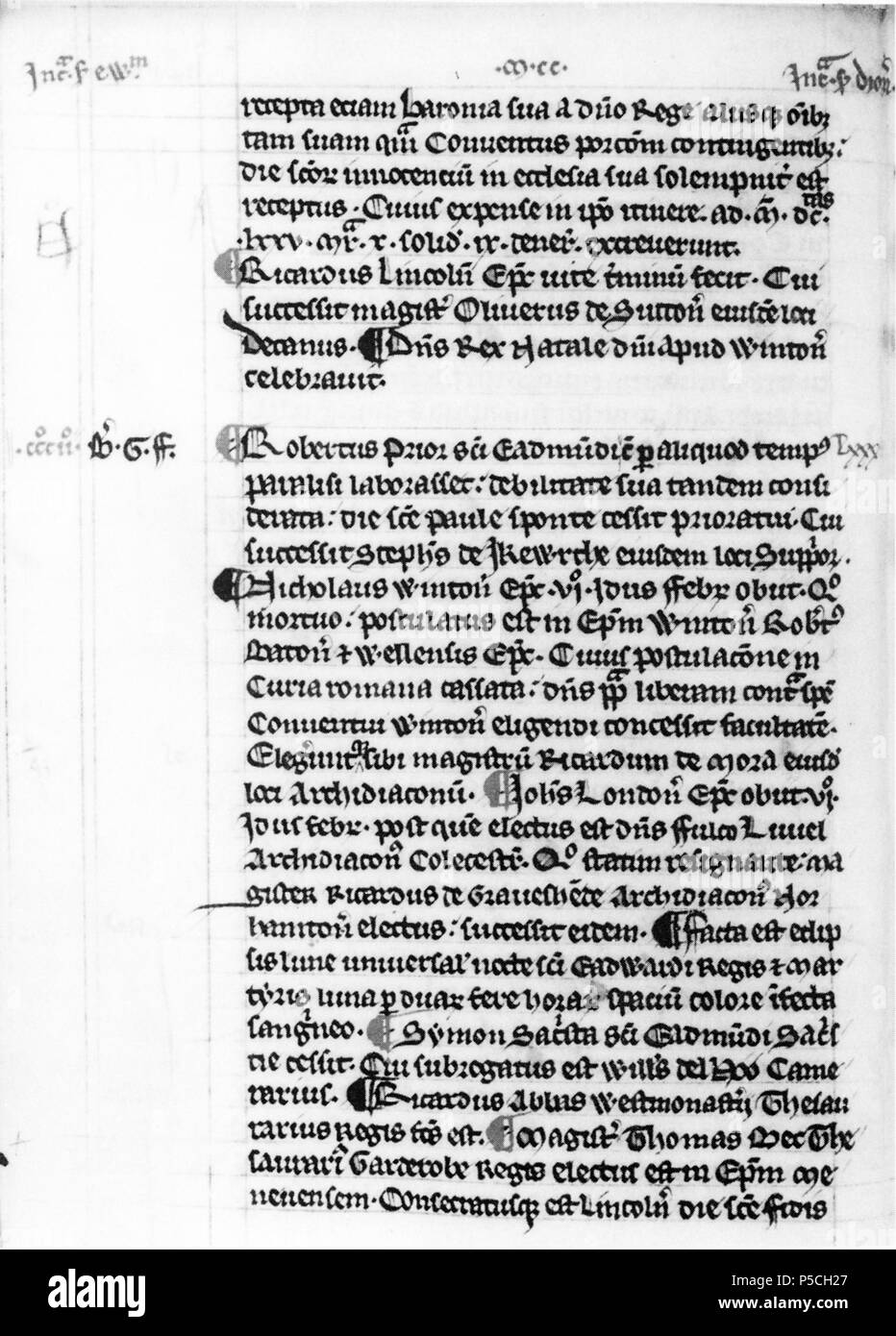 N/A. Chronicle of Bury St Edmunds Abbey, first continuation. The entry for 1279 and 1280. London, College of Arms MS Arundel 30 folio 167 verso. 13th century manuscript. Unknown 251 Burystedmundschronicle Stock Photo