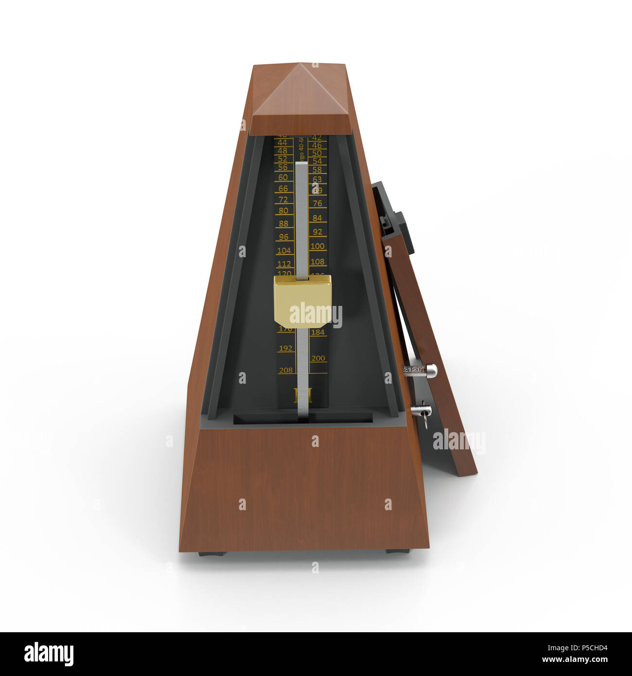 The old fashioned metronome isolated on white. 3D illustration Stock