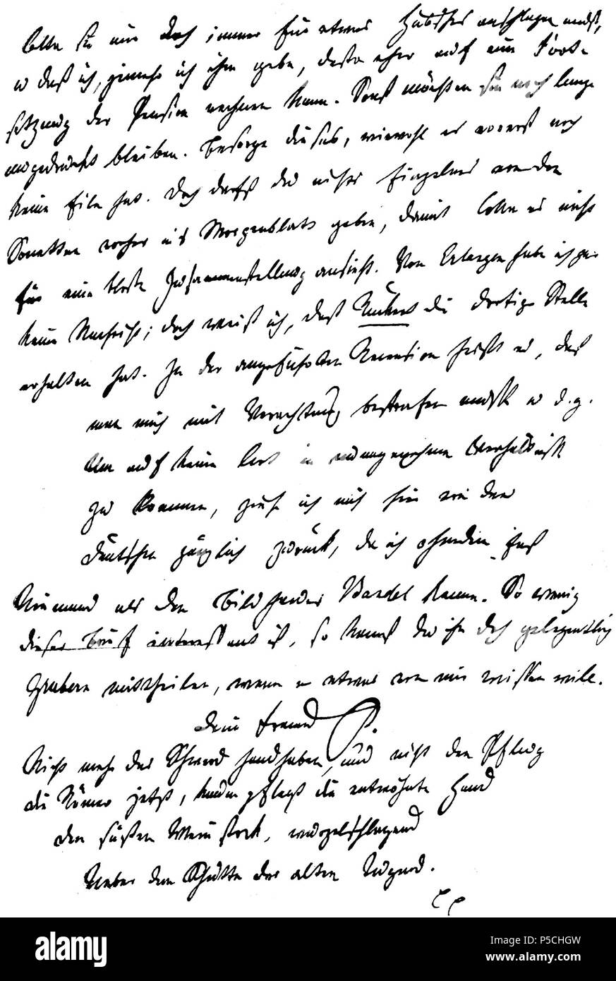 N/A. English: August von Platen-Hallermünde, handwritten letter from Rome, december 2, 1826. Original in the Bayerische Staatsbibliothek, Munich. — Note: This is a black-and-white scan, but it’s not suitable to upload it as PNG file because it’s over 12 megapixels in size. Therefore I have converted it to grayscal for now and saved it as high-quality, nearly loosless JPEG file for now. Deutsch: August von Platen-Hallermünde, handschriftlicher Brief aus Rom, 2. Dezember 1826. Original im Besitz der k. Hof- & Staatsbibliothek München (H 65), heute die Bayerische Staatsbibliothek. — Anmerkung: Di Stock Photo