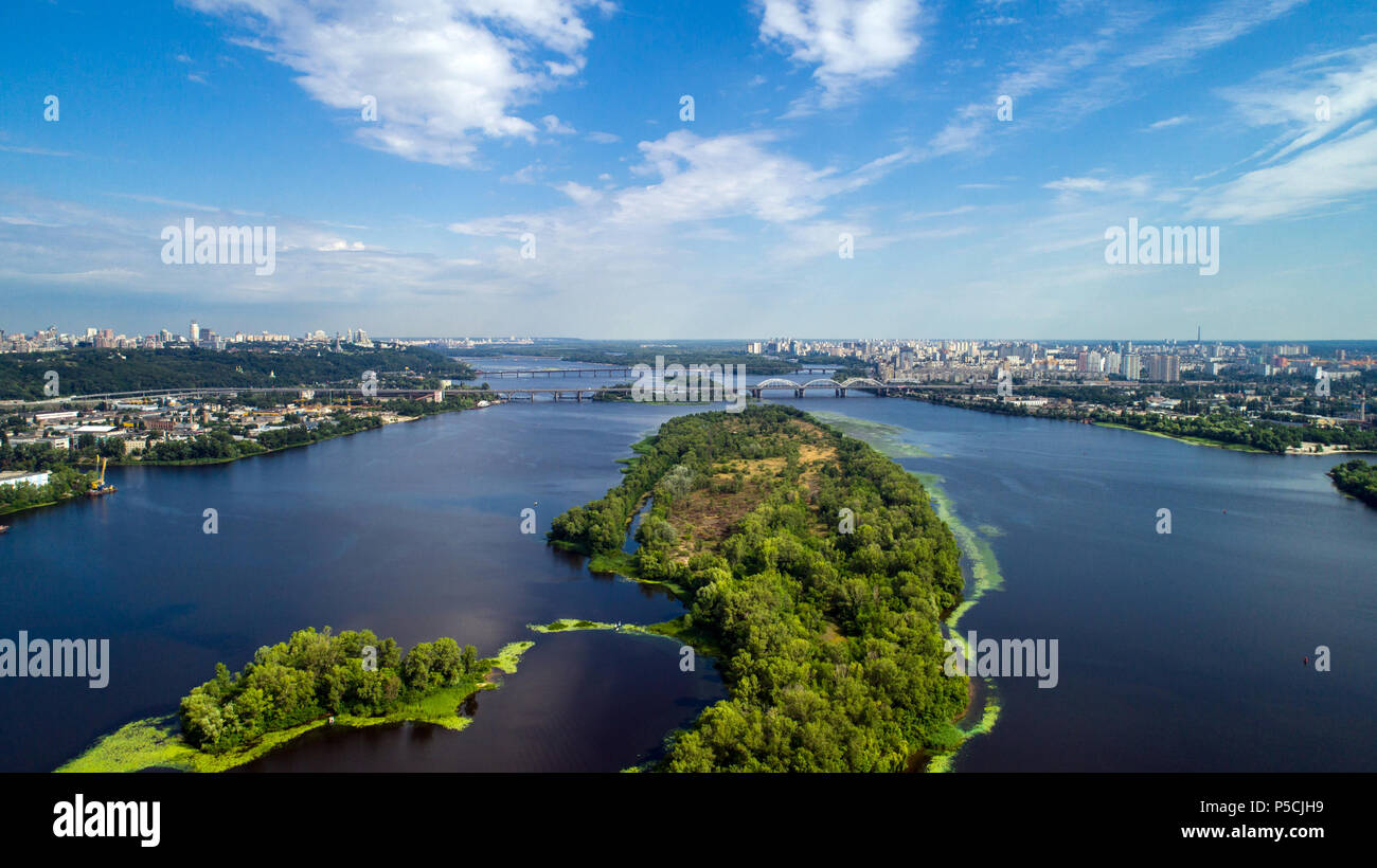 Aerial view of the island in the middle of the river Stock Photo Alamy