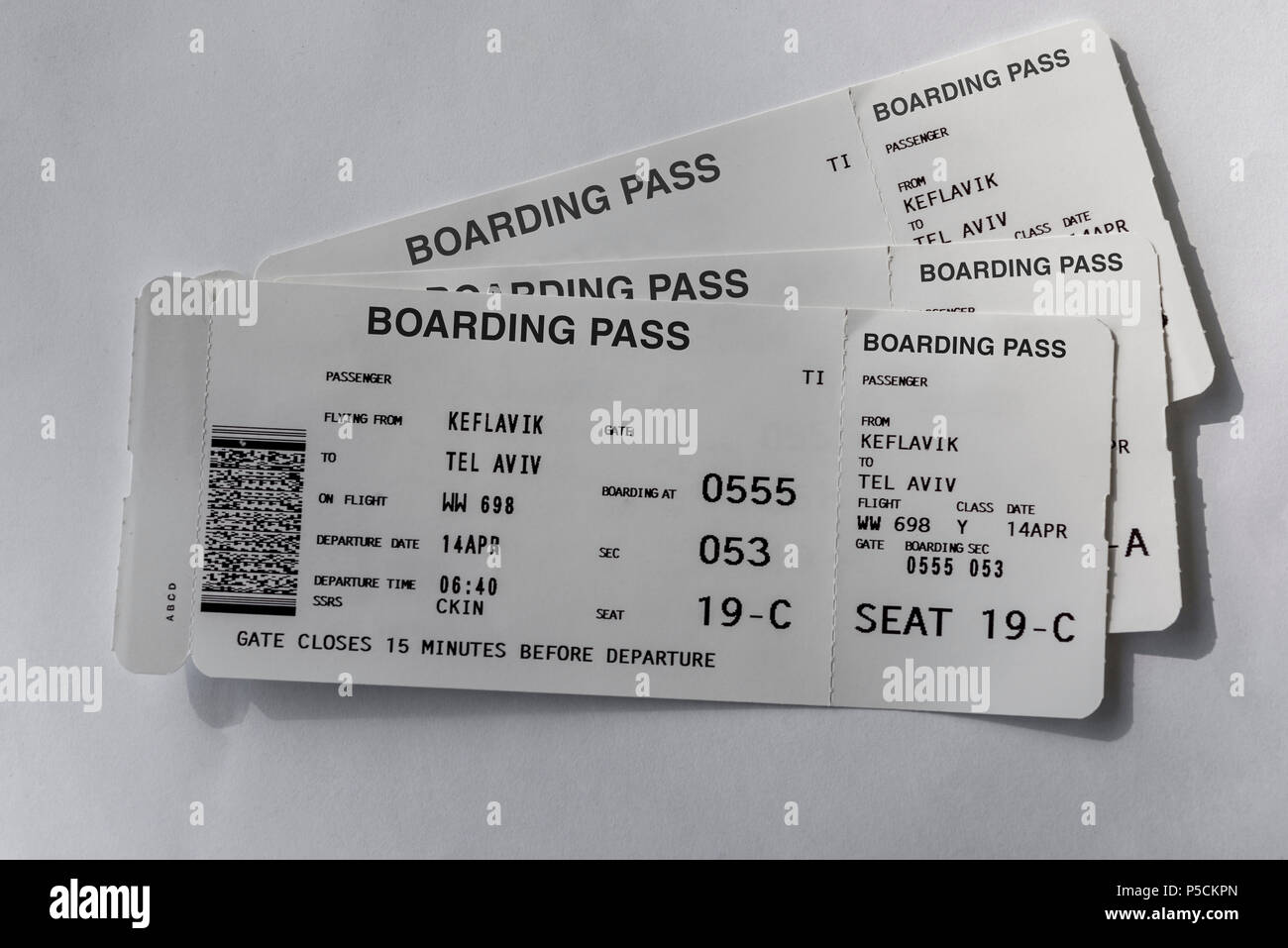 Boarding pass on white background Stock Photo