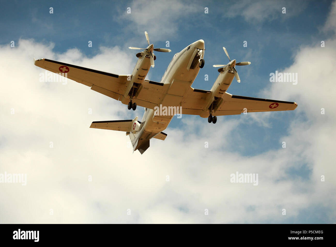 aircraft landing at an airport Stock Photo