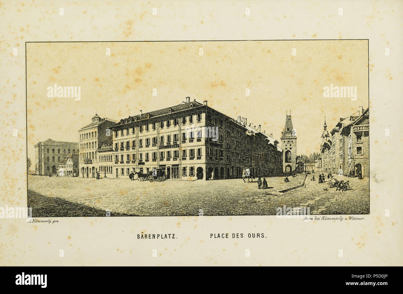 N/A. Français : Livre: 'Souvenirs de Berne ', Place des ours Deutsch: Buch: 'Souvenirs de Berne ', Bärenplatz . 1854. Kümmerly, Adrian 322 CH-NB-Souvenirs de Berne-nbdig-18065-page005 Stock Photo