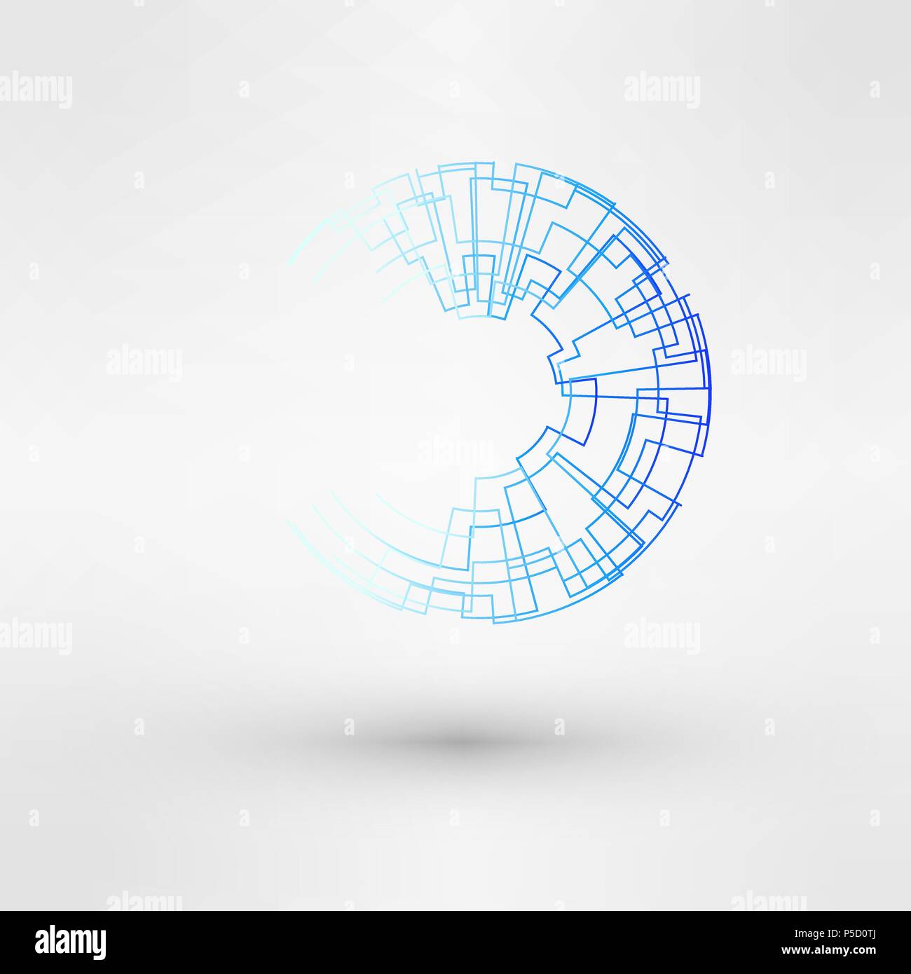 Wireframe logo polygonal element. Torus with connected lines and dots. Vector Illustration EPS10. Stock Vector