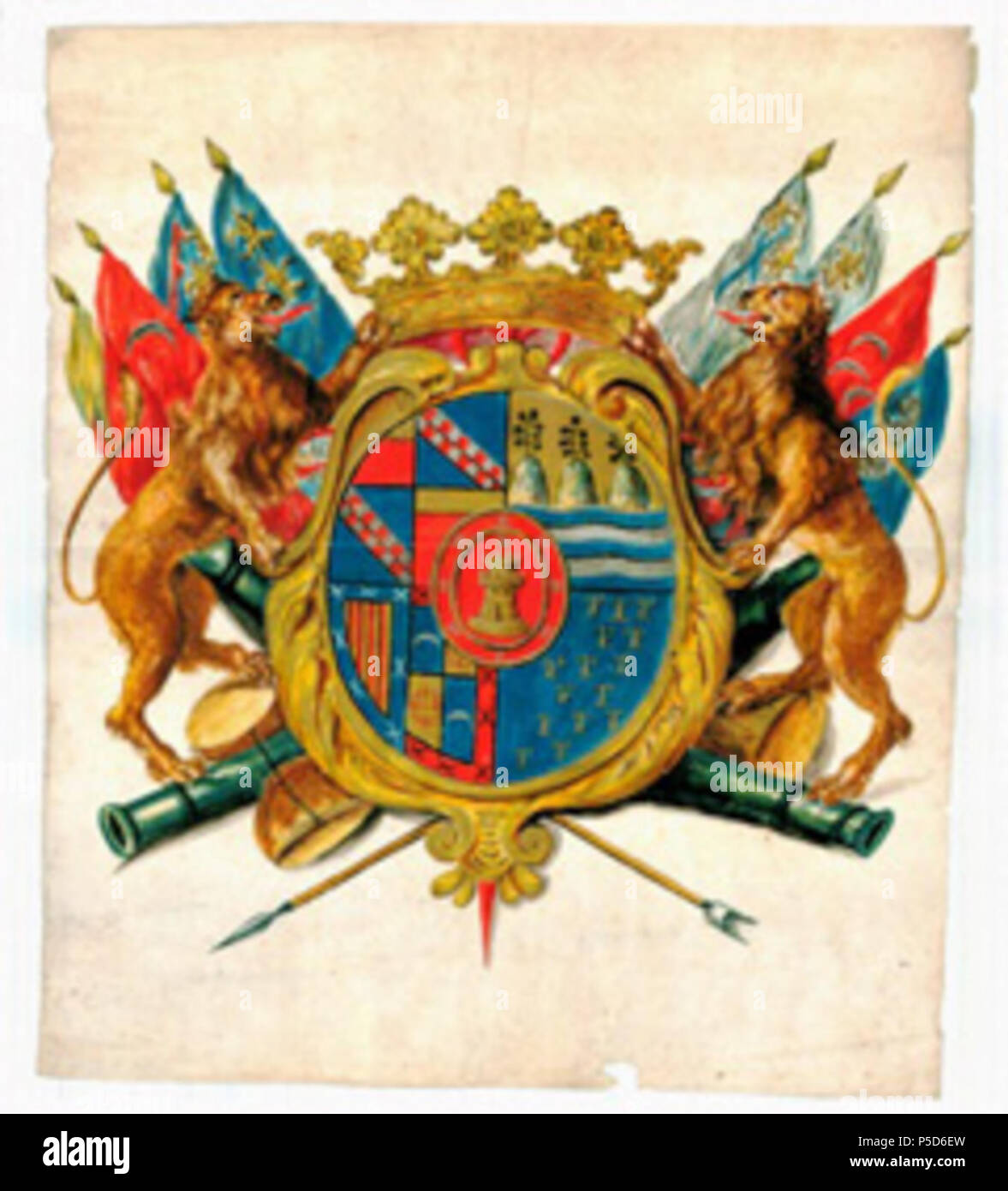 N/A. Español: Escudo de armas del marqués de Sentmenat . 19th century. histórico 525 Escudo armas Sentmenat Stock Photo