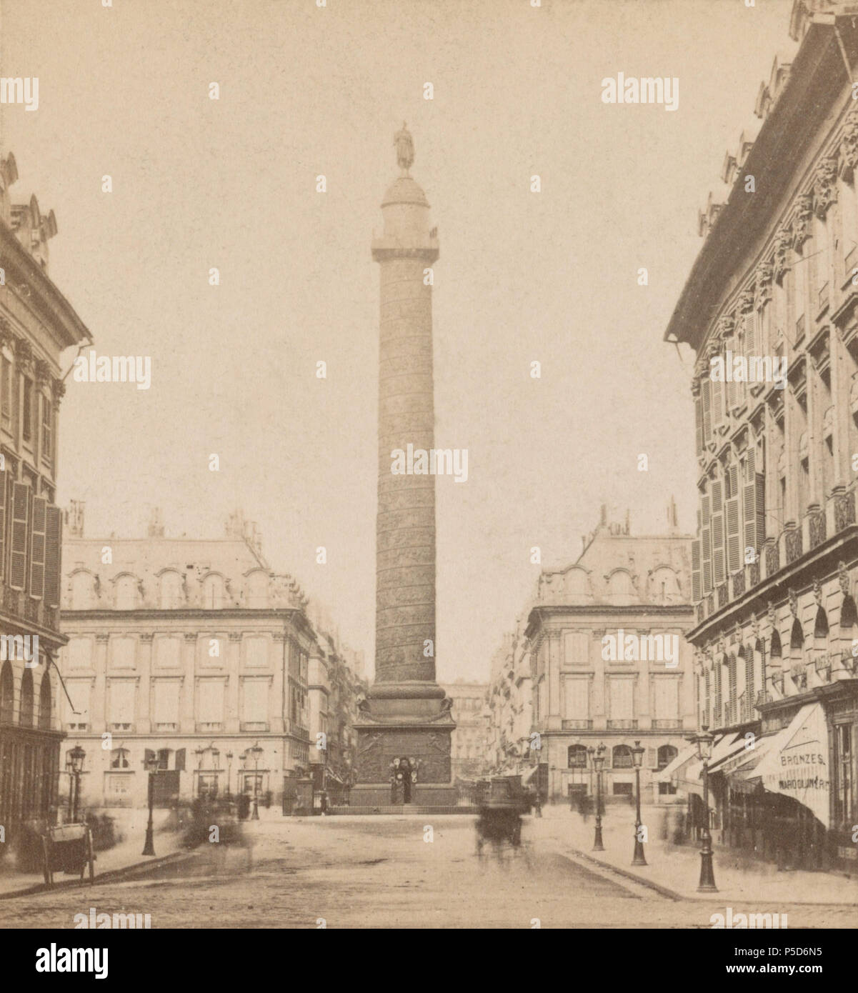 Colonne Vendome. Stereograph shows monument to Napoleon's victory at Austerlitz at Place Vendôme, Paris.. between 1860 and 1870. N/A 368 Colonne Vendome 1 Stock Photo
