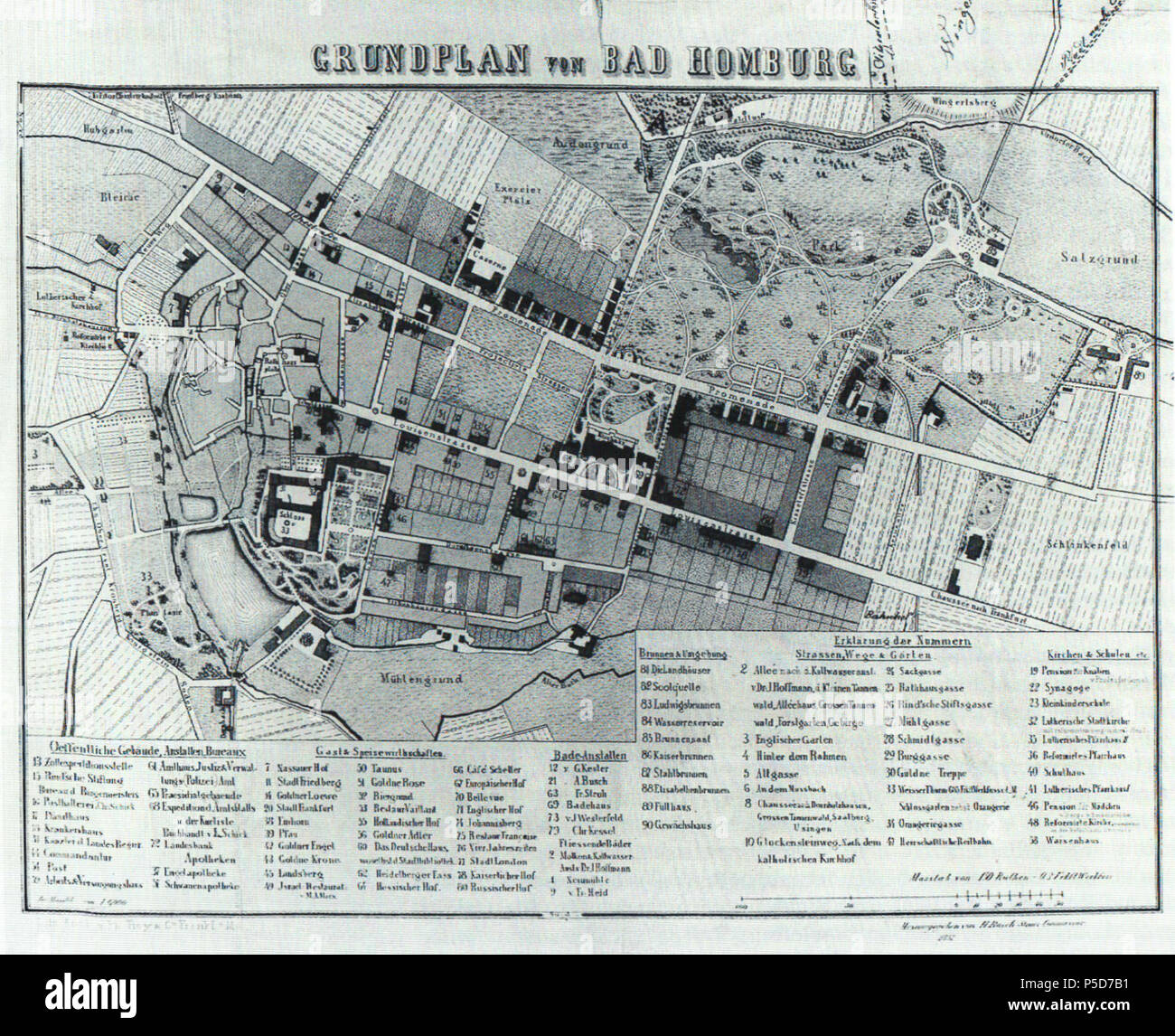 N/A. Deutsch: Bad Homburg, Stadtplan von 1857 . 1 June 2012. H. Busch, Steuer-Commionaire 161 Bad Homburg, Stadtplan von 1857 Stock Photo