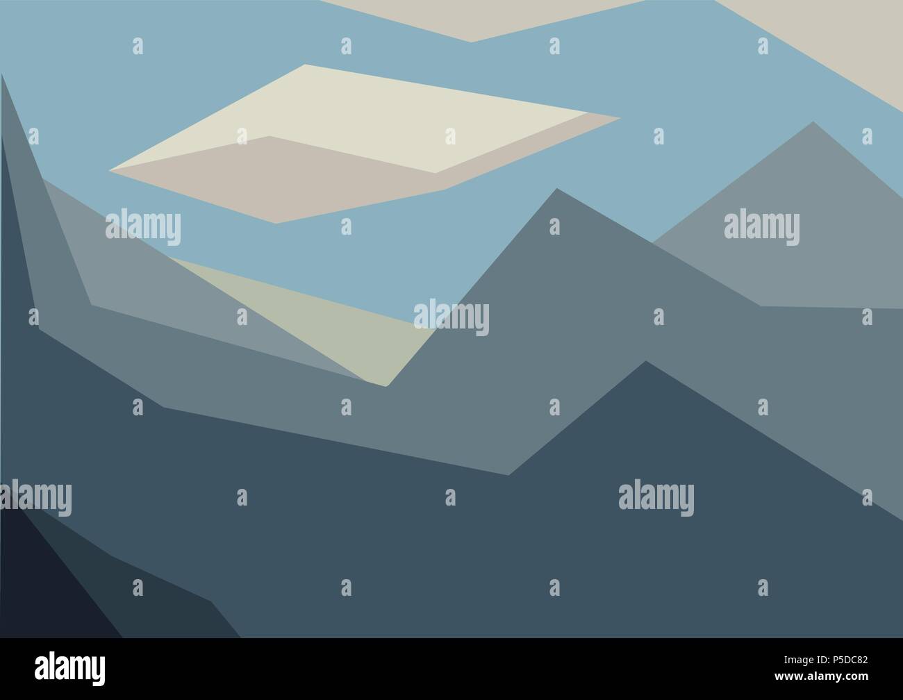 Blue Geometric Mountain Landscape Stock Vector