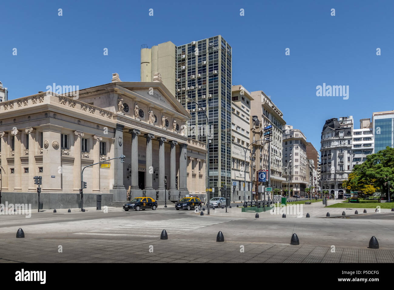 Plaza Lavalle with Presidente Roca School - Buenos Aires, Argentina Stock Photo