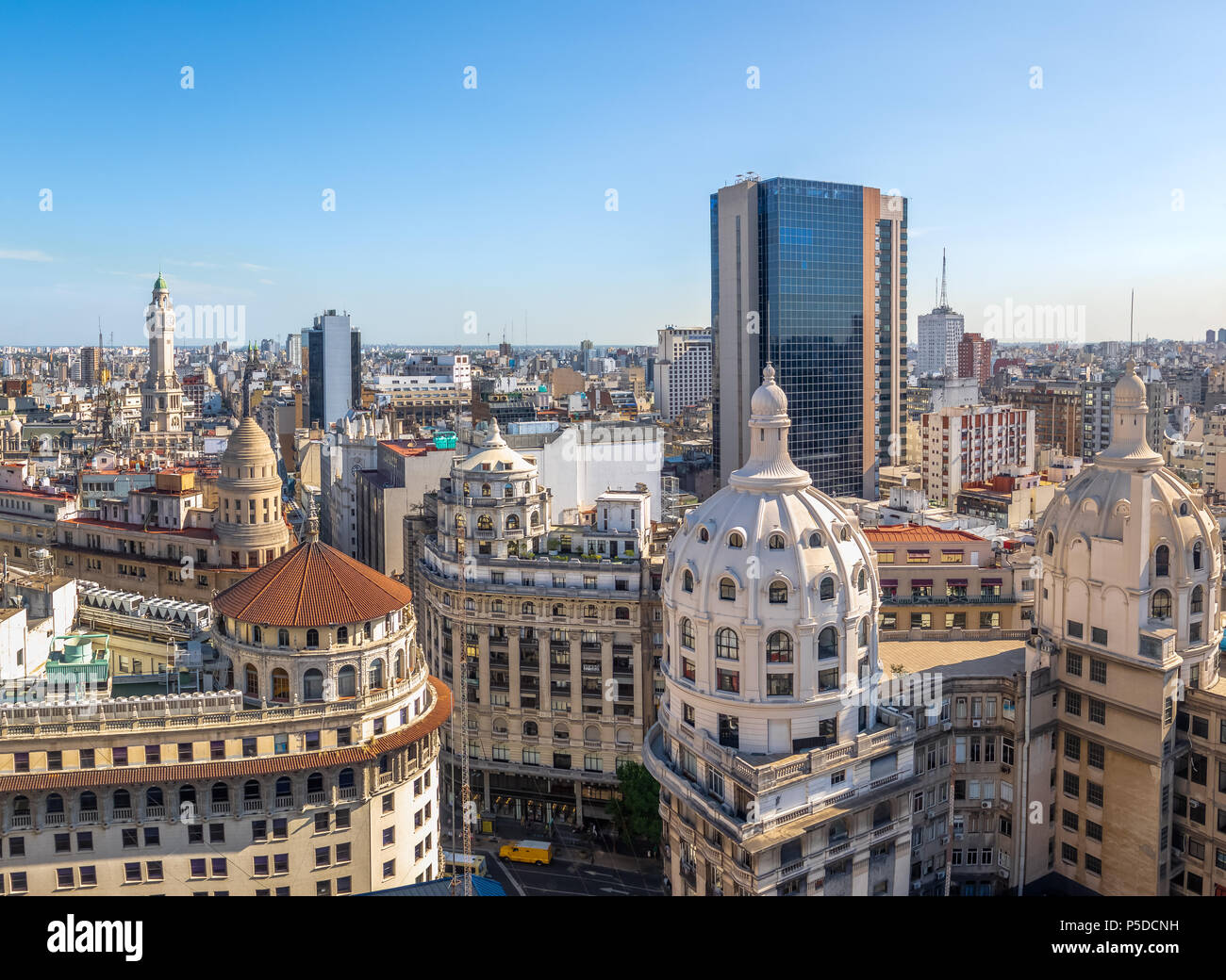 Aerial view of downtown Buenos AIres and Bencich Building Dome - Buenos Aires, Argentina Stock Photo