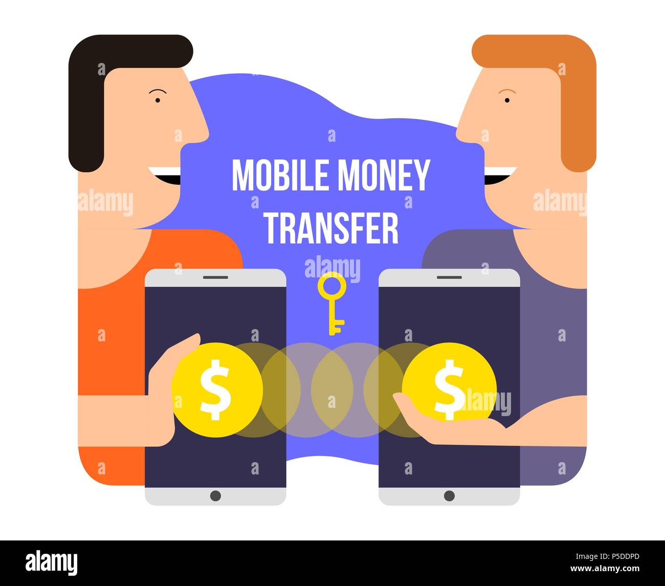 Mobile money transfer. Online banking. Vector illustration Stock Vector