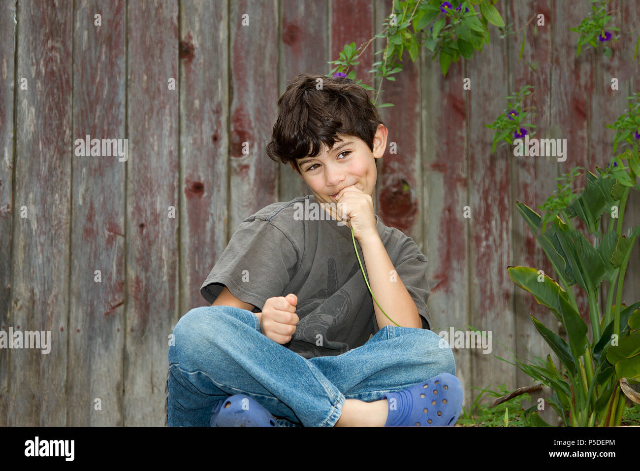 Boy With Mischievious Grin Stock Photo