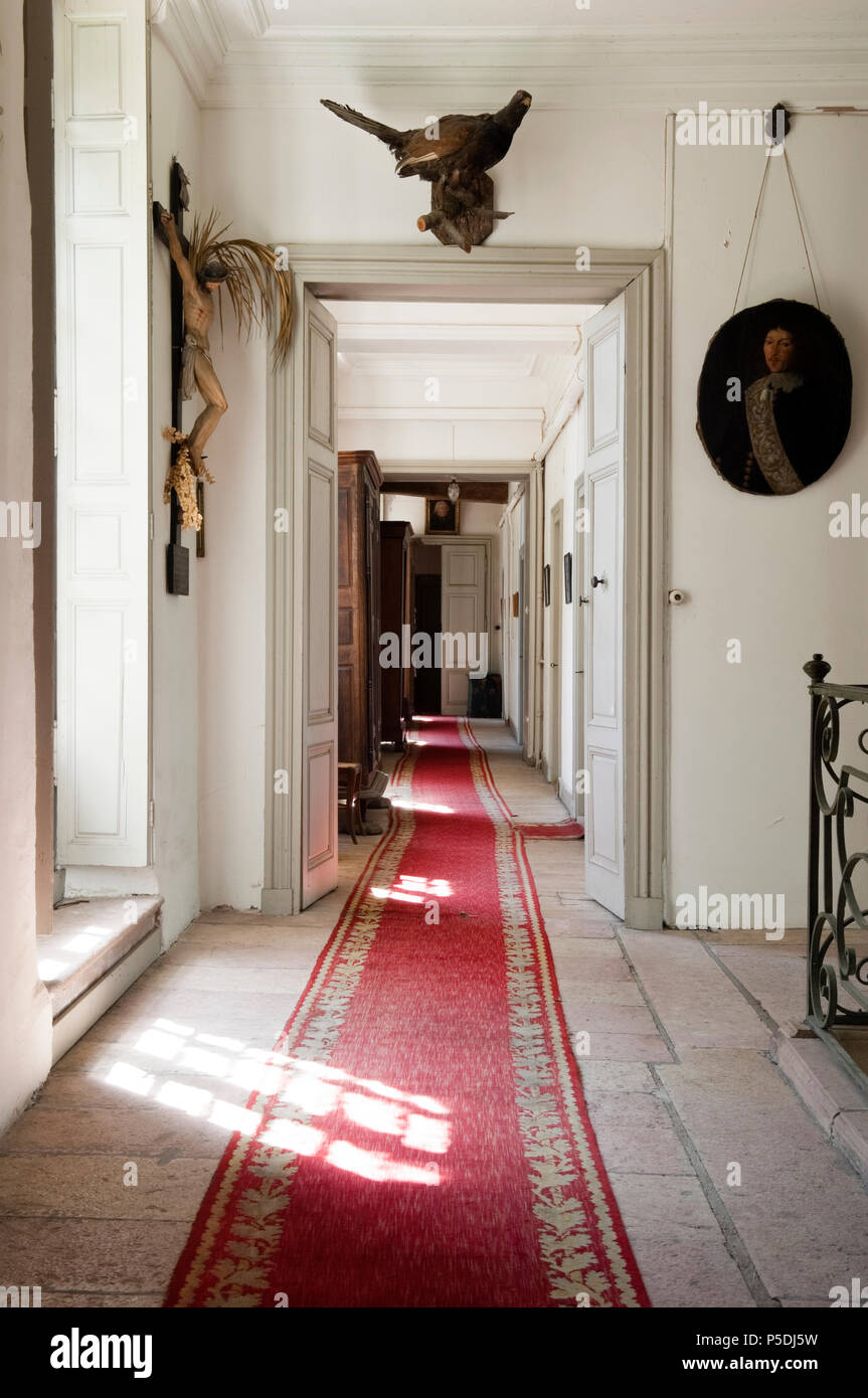 Rug in rustic hallway Stock Photo