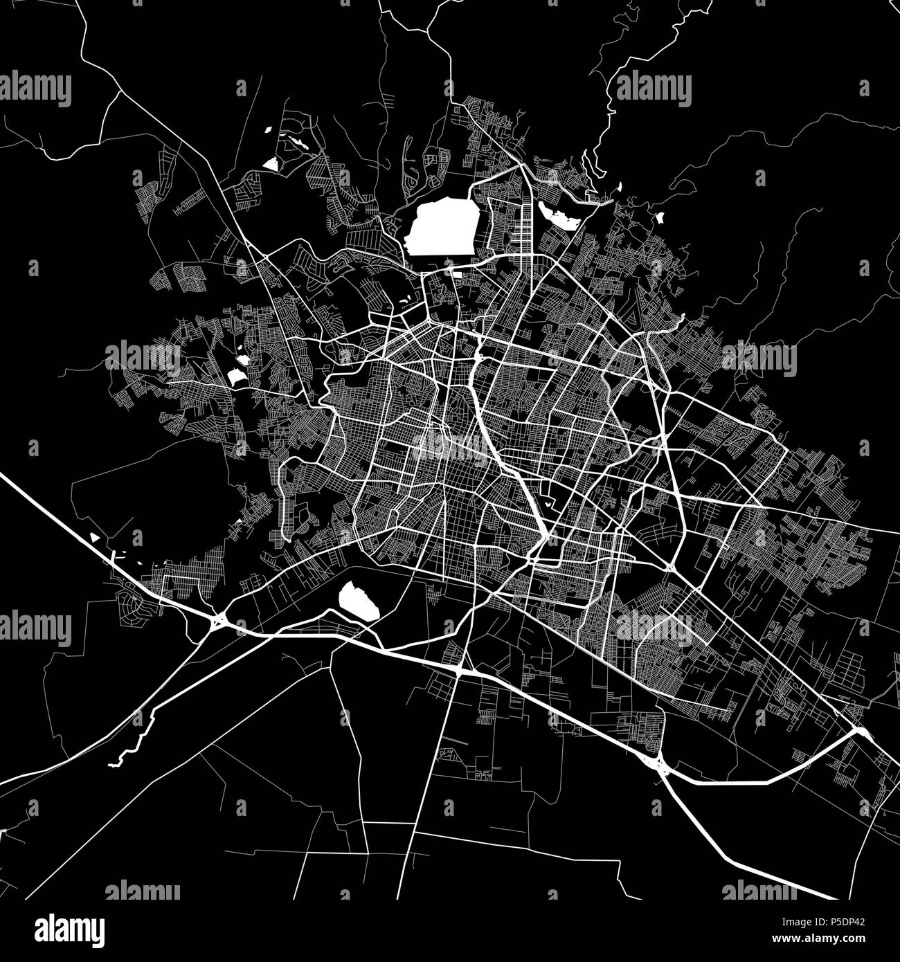 Area map of León, Mexico. Dark background version for infographic and ...