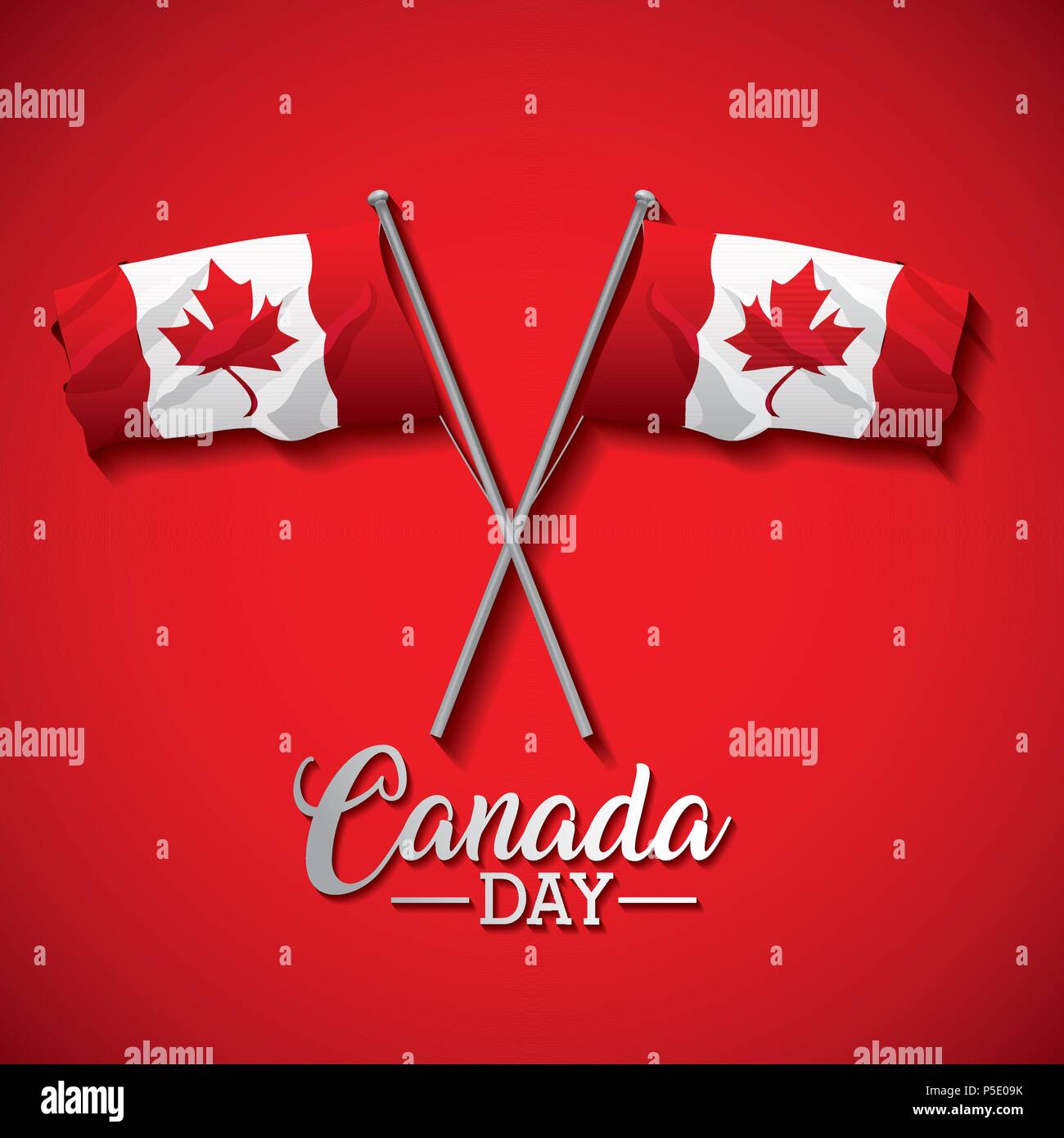 canada day two crossed flags celebrate date vector illustration Stock Vector