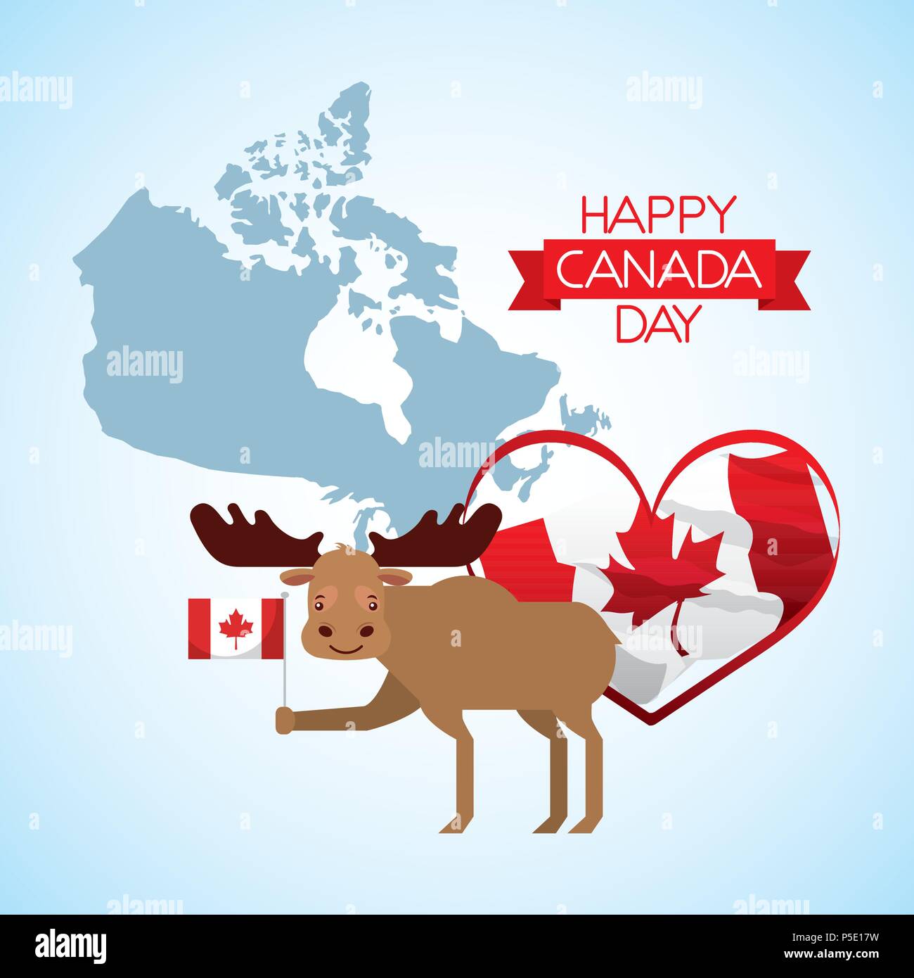 canada day grunge blue map moose heart flag happy date vector