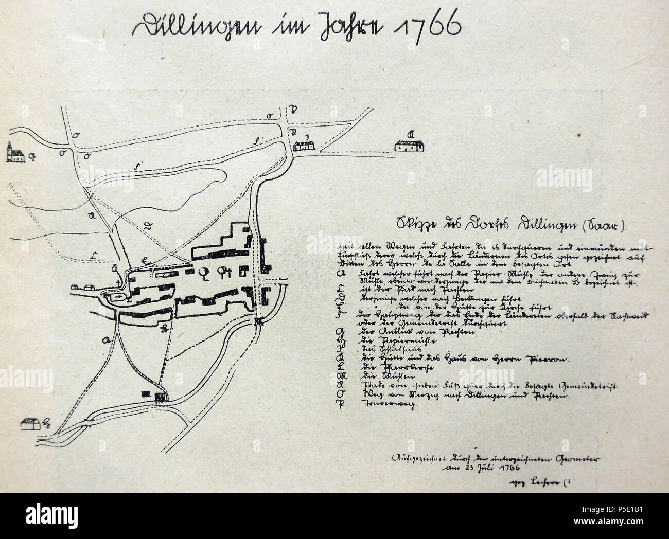 N/A. Deutsch: Karte von Dillingen/Saar im Jahr 1766 . 1766. Unknown 455 Dillingen Saar 1766 Stock Photo
