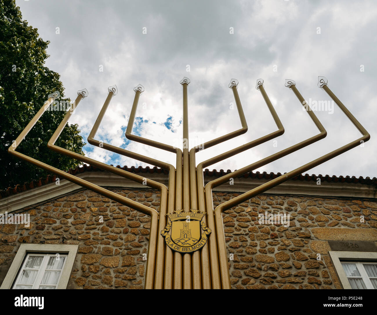 Giant menorah in Belmonte, Portugal. Since medieval times Belmonte has a strong Jewish legacy