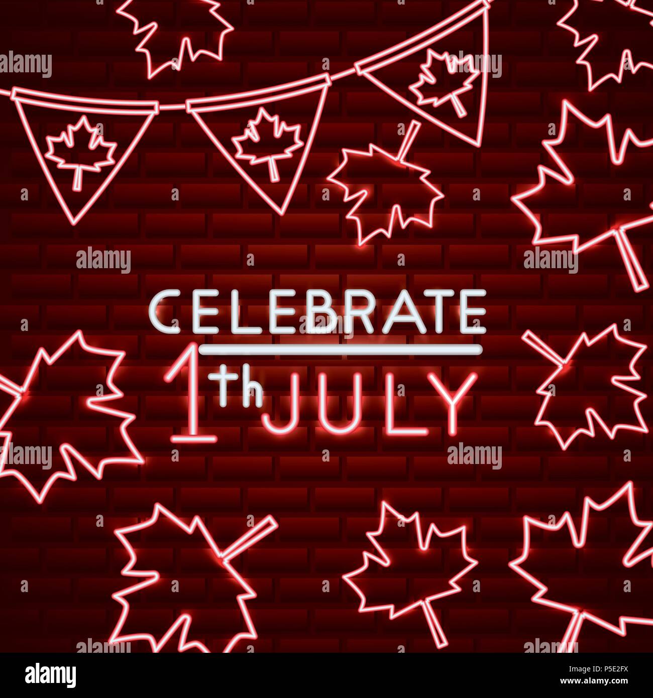 Canada Day Neon Leave Maples Pennants Decoration Celebrate July