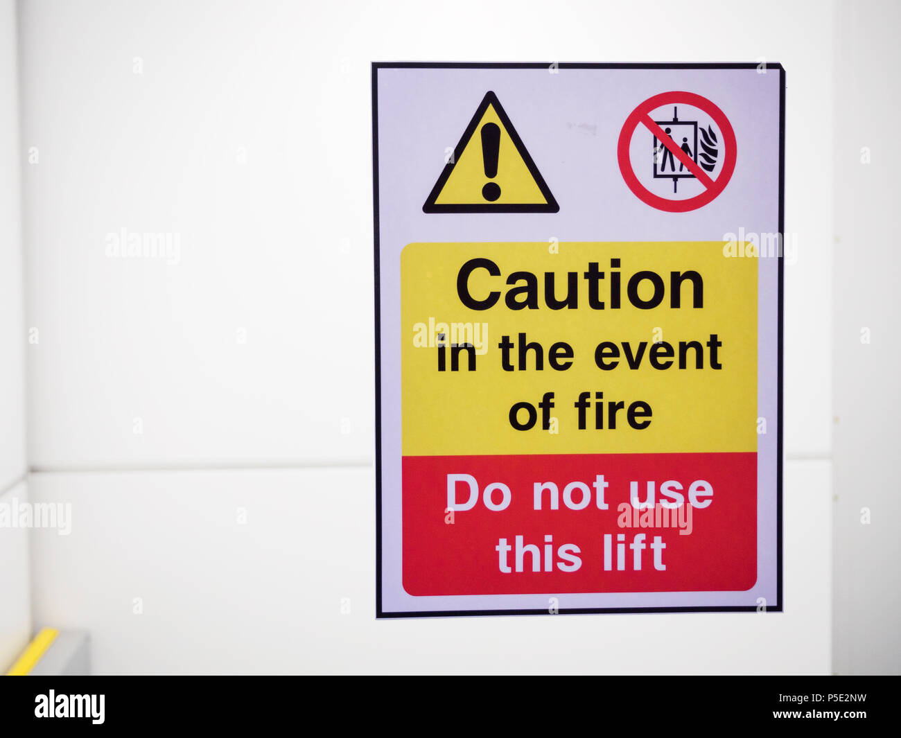Caution In the event of fire do not use this lift safety signs 