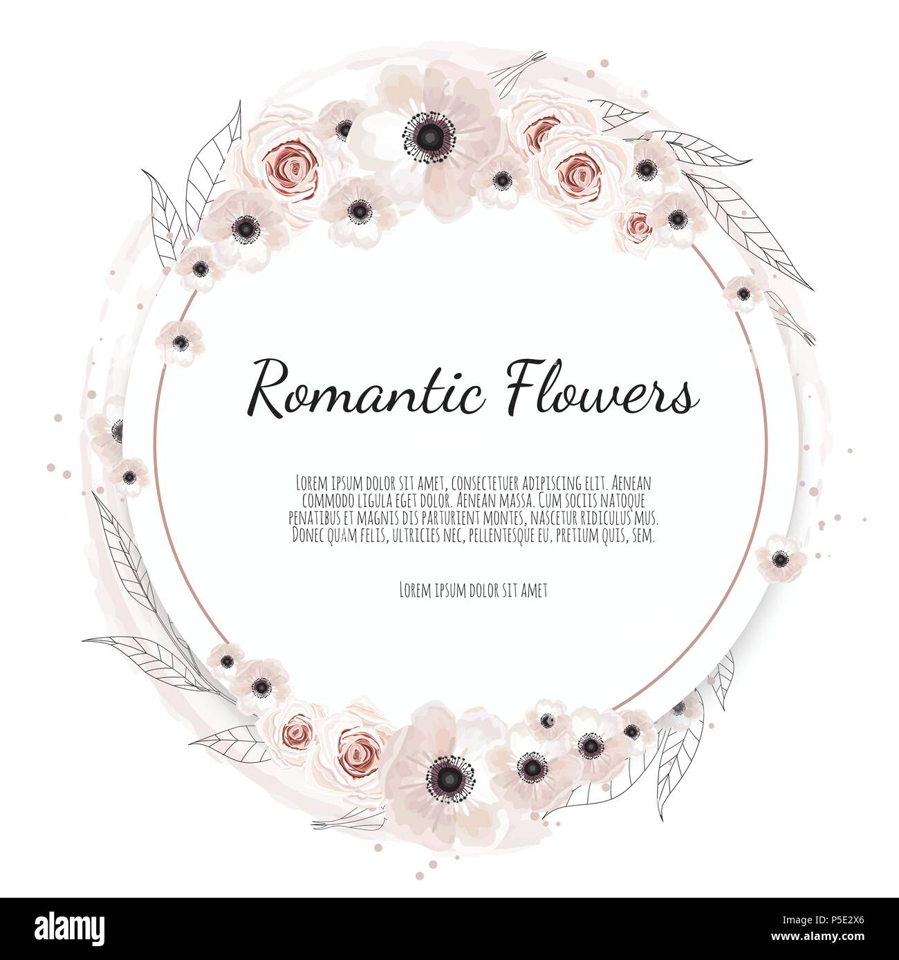 Vector floral design card. Greeting, postcard wedding invite template