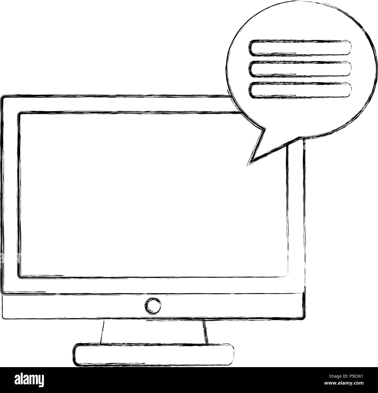 monitor computer with speech bubble isolated icon vector illustration ...