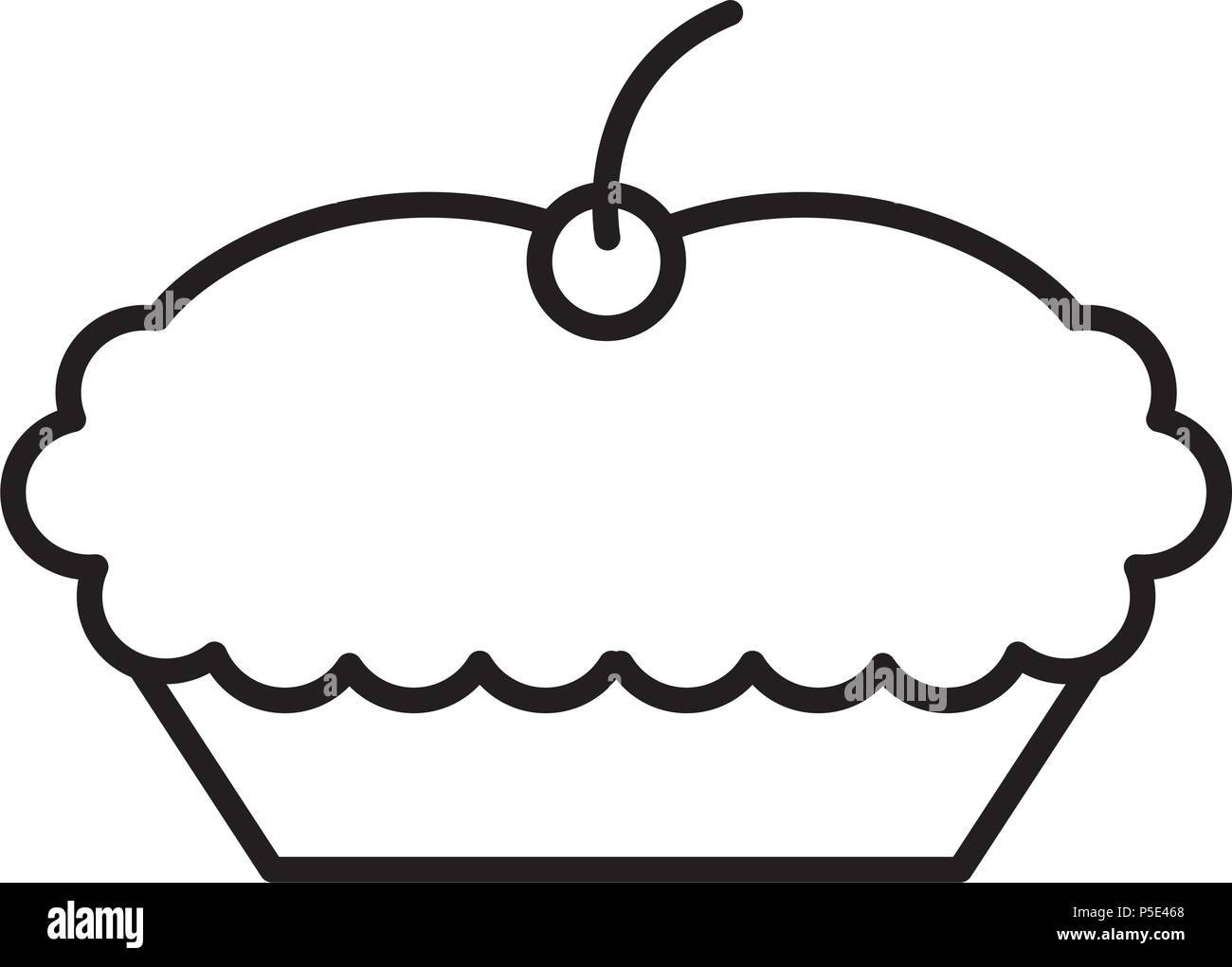 sweet cake with cherry dessert image vector illustration thin line ...
