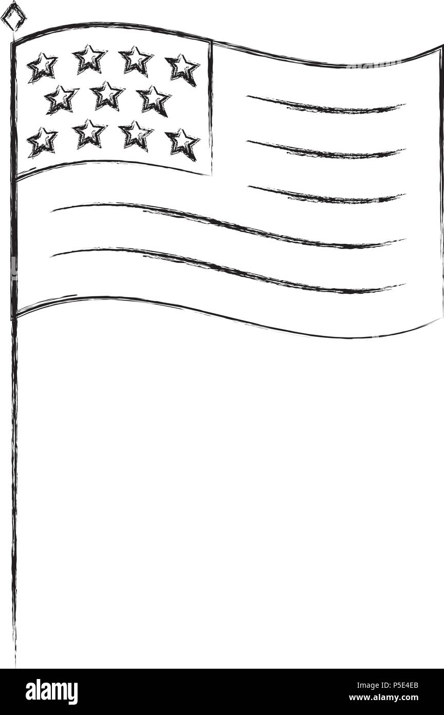 united states of america flag in stand vector illustration sketch Stock ...