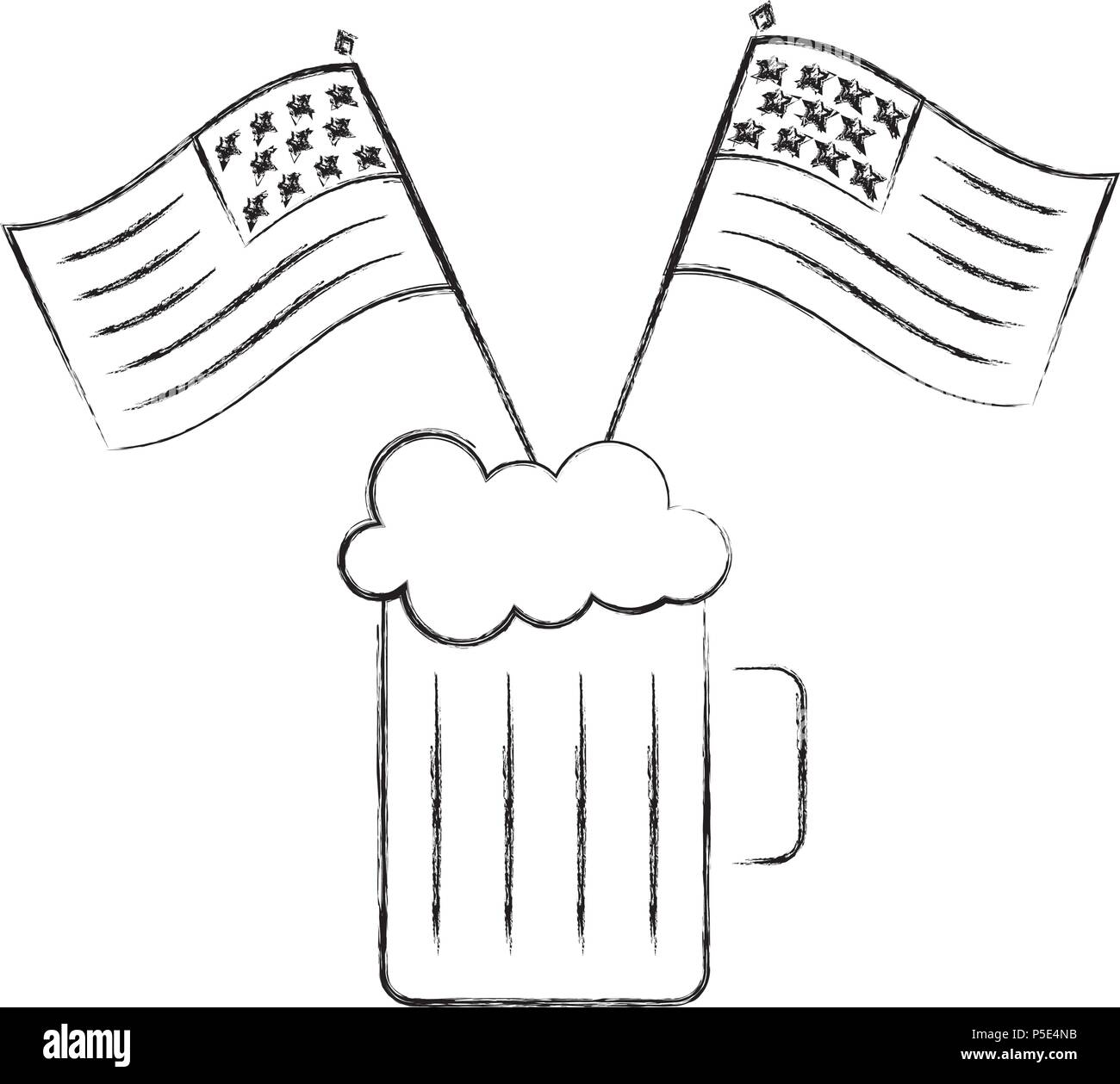cold beer drink and american flags celebration vector illustration ...